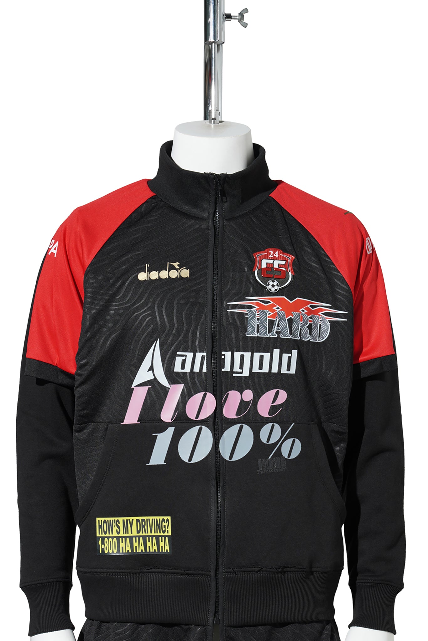 VINTAGE SPORTSWEAR BLACK FOOTBALL SHIRT ZIP UP / BLACK