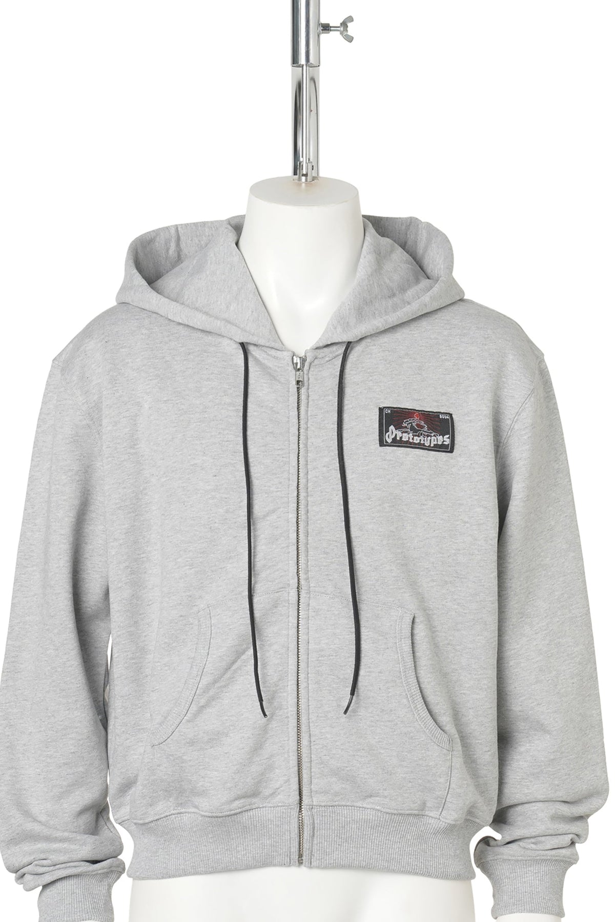 ZIP UP HOODIE WITH TAG / GREY