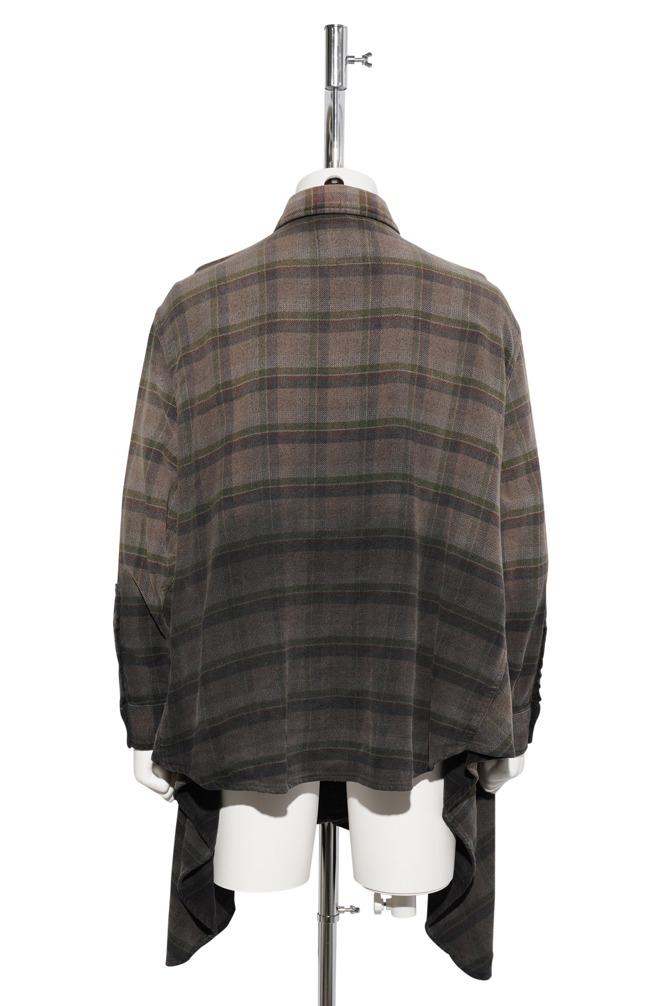 DRAPED FRONT SHIRT / R552B:BLACK DIPPED PLAID