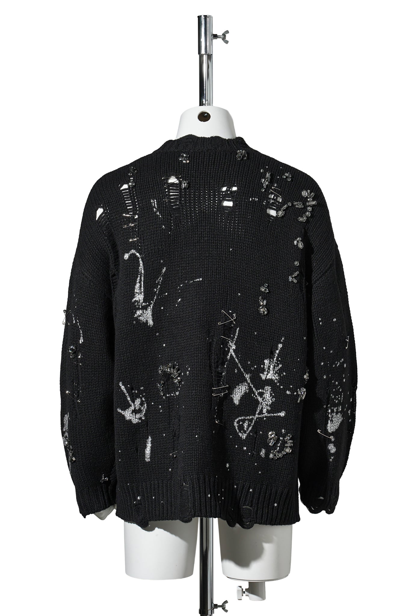 DISTRESSED OVERSIZED / Y245A:BLACK WITH CRYSTALS AND PINK