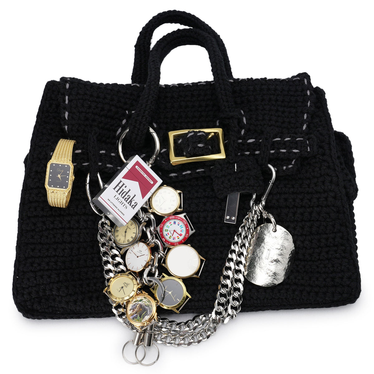 HAND KNITTED JANE BAG(GR8 x HIDAKA x RICE NINE TEN Exclusive No,1) / BLACK
