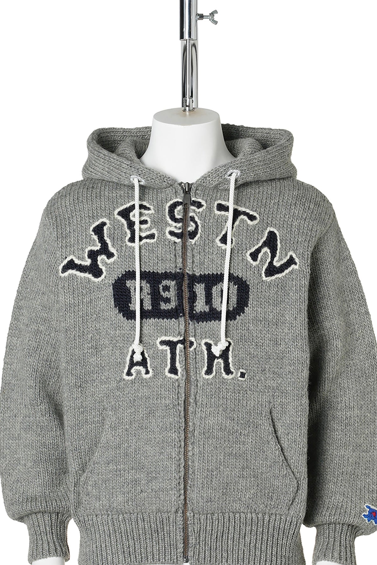 HOME MADE KNITTING ZIP HOODIE / GRAY