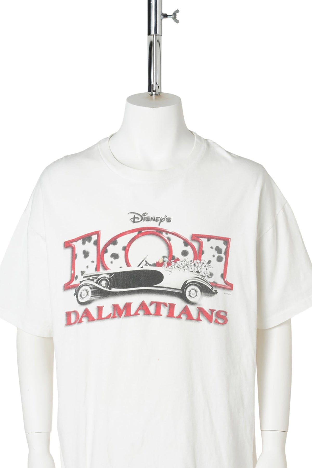 90s 101 Dalmatians / Classic Car Double-Sided Print T-Shirt / WHITE