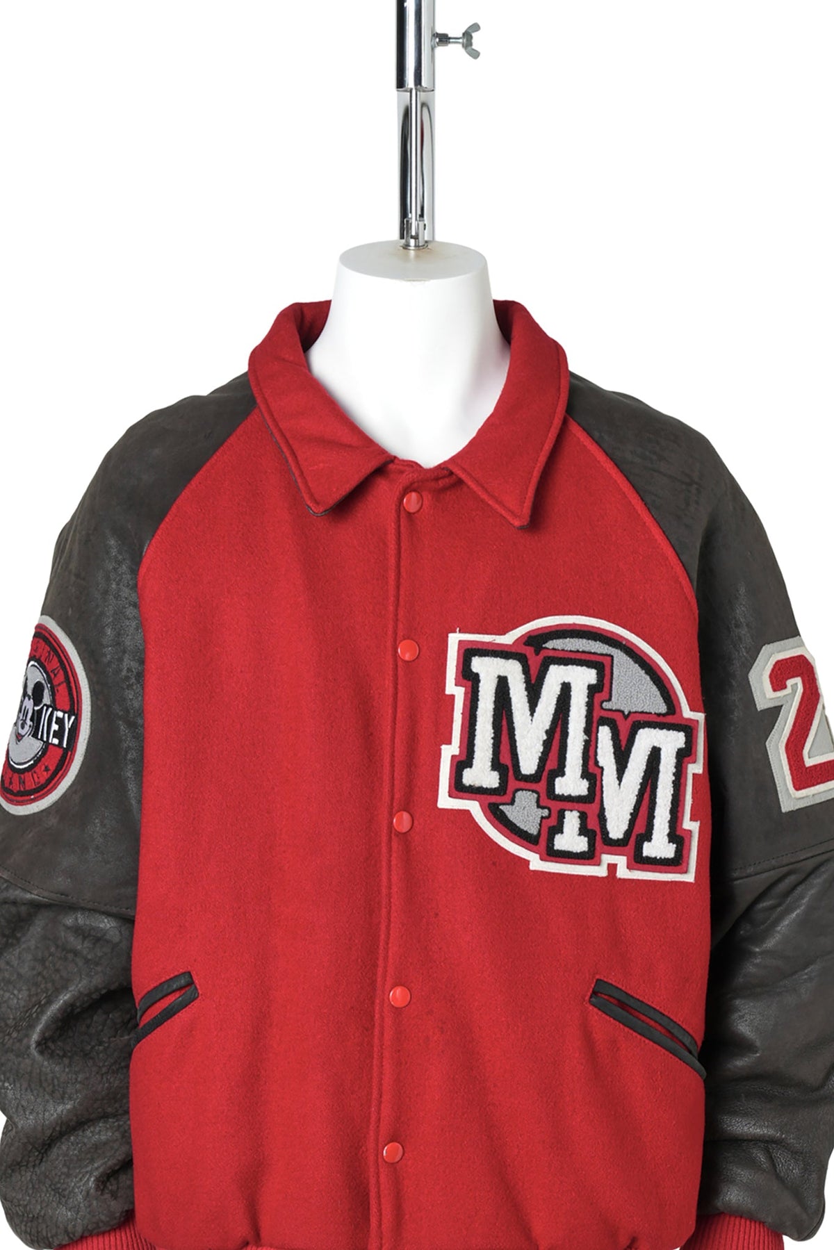 “MM” MICKEY MOUSE VARSITY JACKET / RED