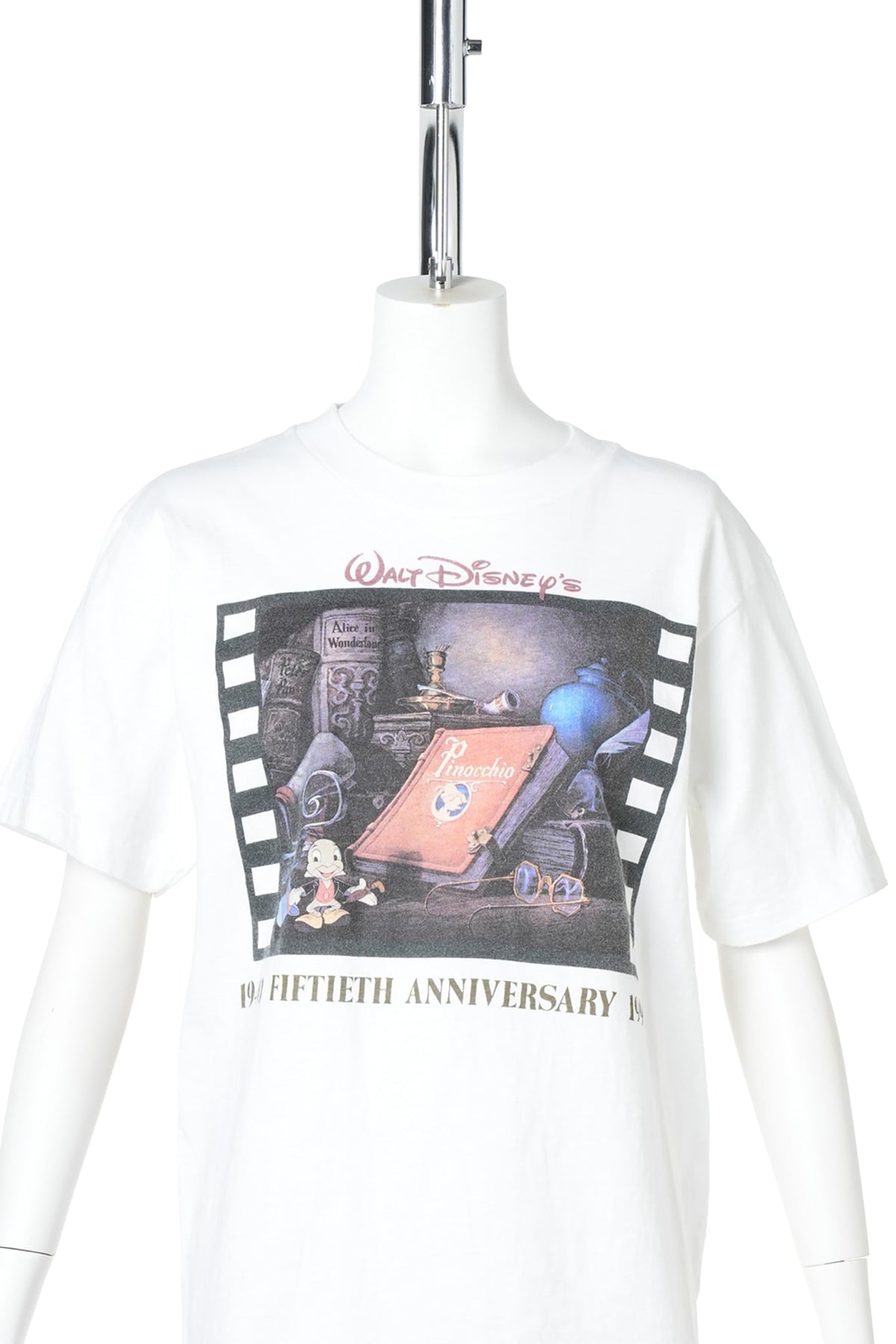 90s Pinocchio 50th Anniversary / Disney Movie Reel T-Shirt / WHITE