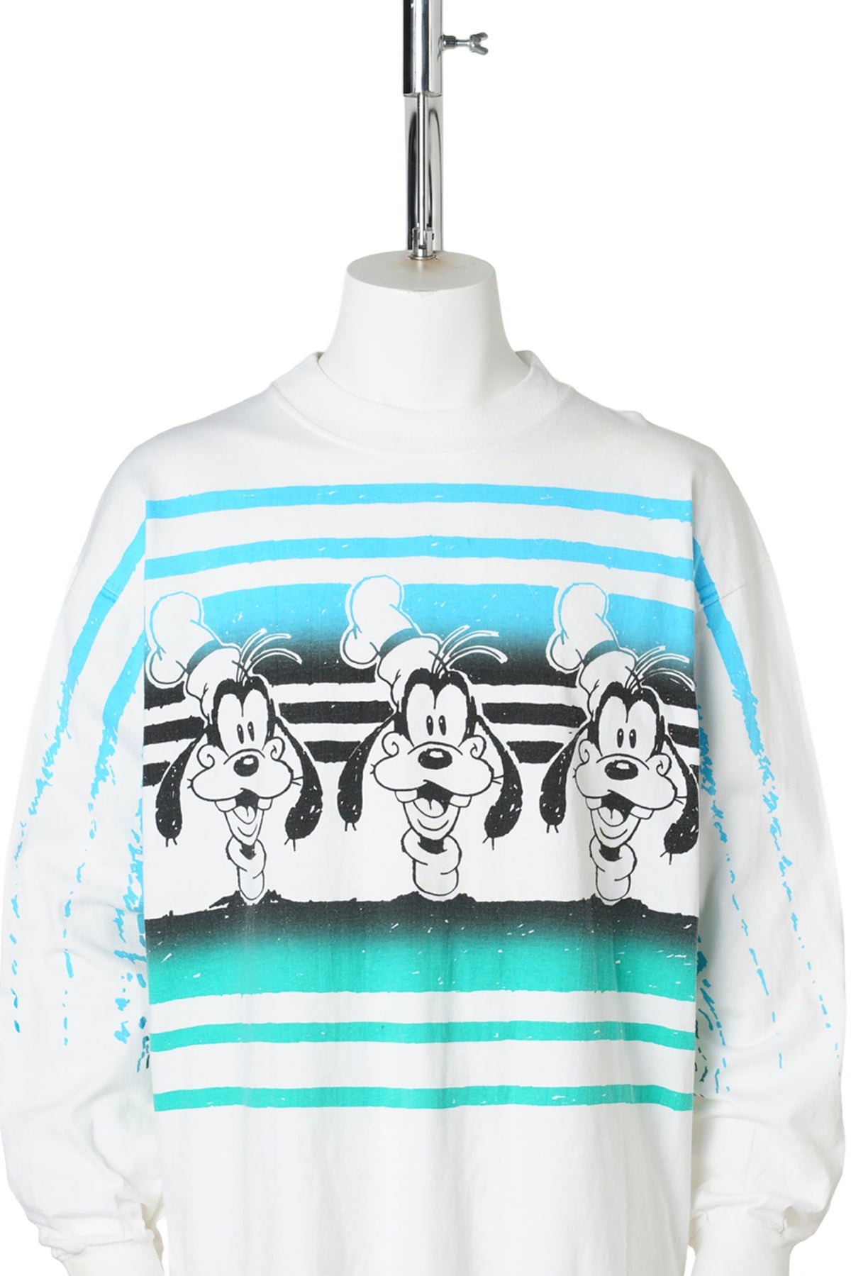 Goofy “Triple Face” All-Over Print Long Sleeve Tee / WHITE