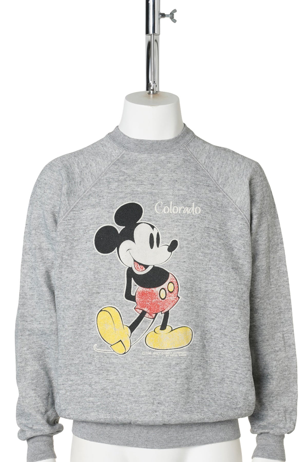80s Mickey Mouse / Colorado Standing Mickey Heather Gray Raglan Sweatshirt / GREY
