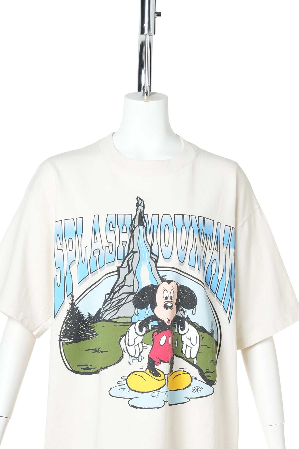 90s Splash Mountain Mickey Mouse T-Shirt / BEIGE
