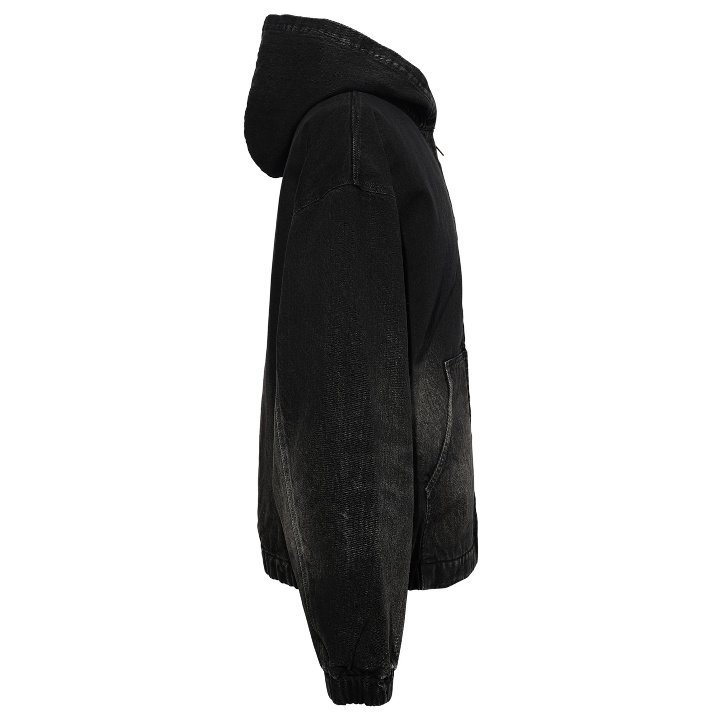 HOODED DENIM WORKER'S JACKET / DESERT WASH BLACK