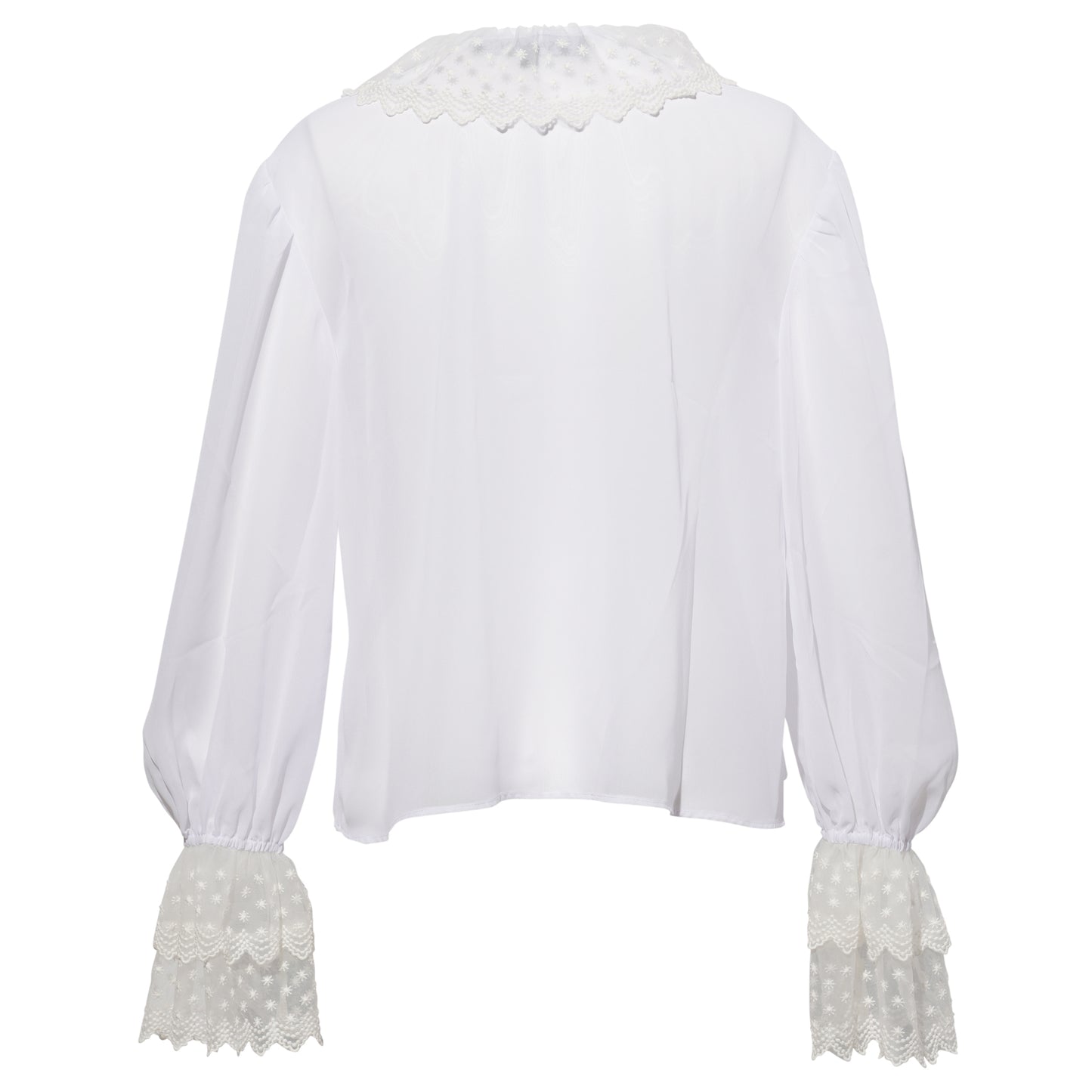 PLEATED LACE BLOUSE / WHITE