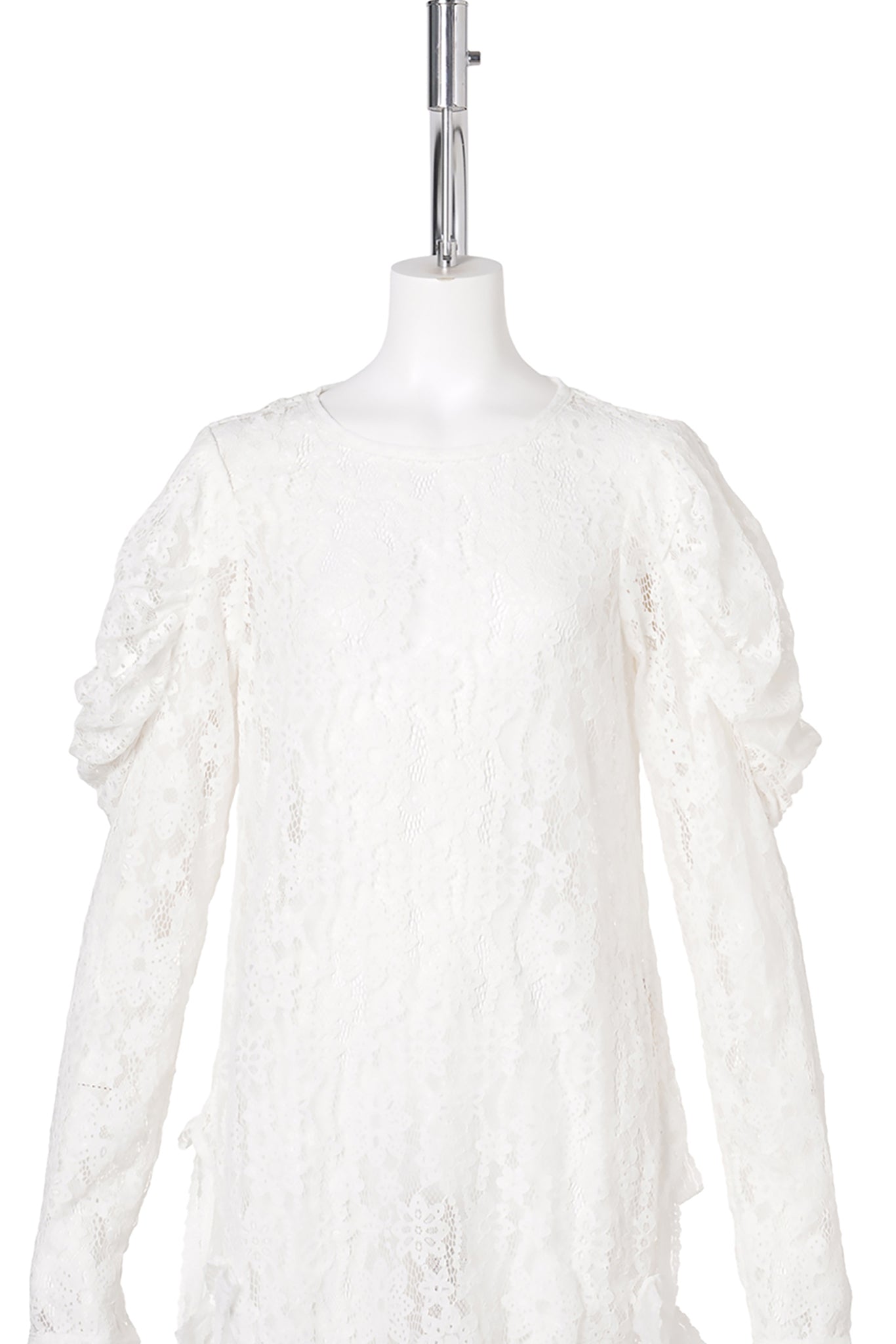 RIBBON BOW FLOWER LACE DRESS / WHITE