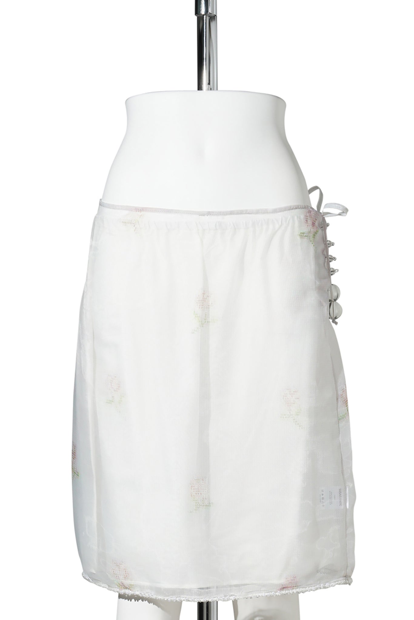 PRINTED FLORAL PENCIL SKIRT (WITH SLIP) / WHITE