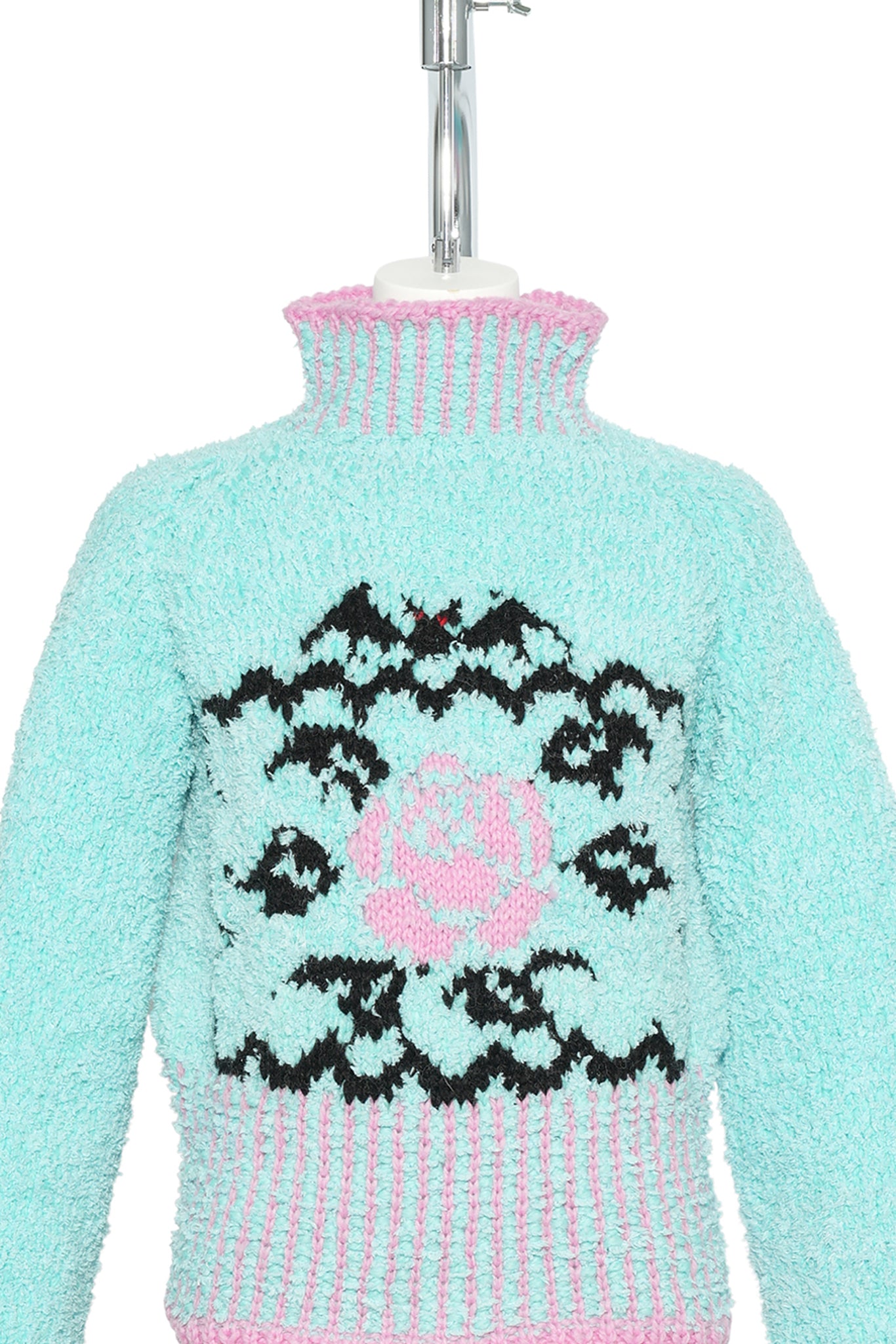 MARCELINE SWEATER / TURQUOISE BLACK AND PINK