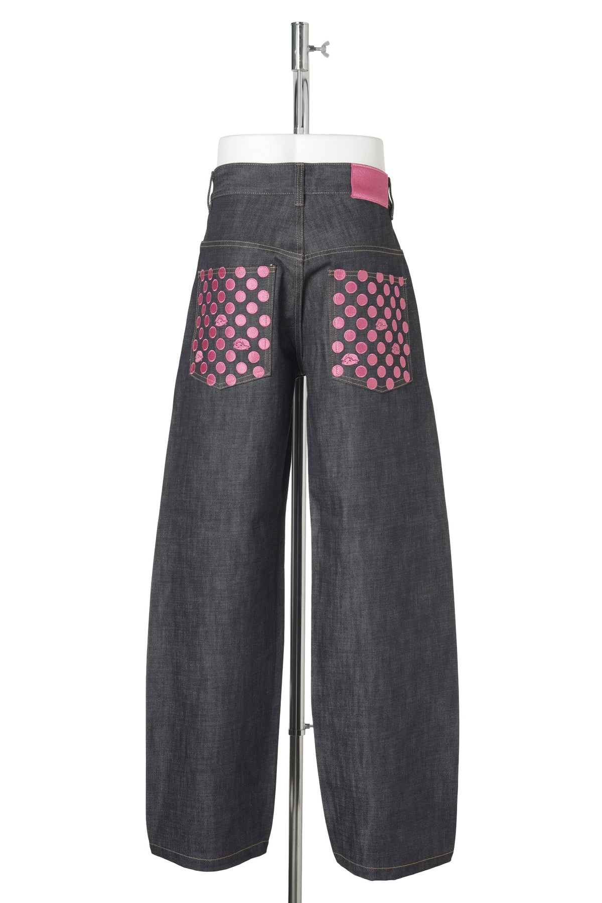 POLKA DOT SELVEDGE DENIM / BLUE/PINK