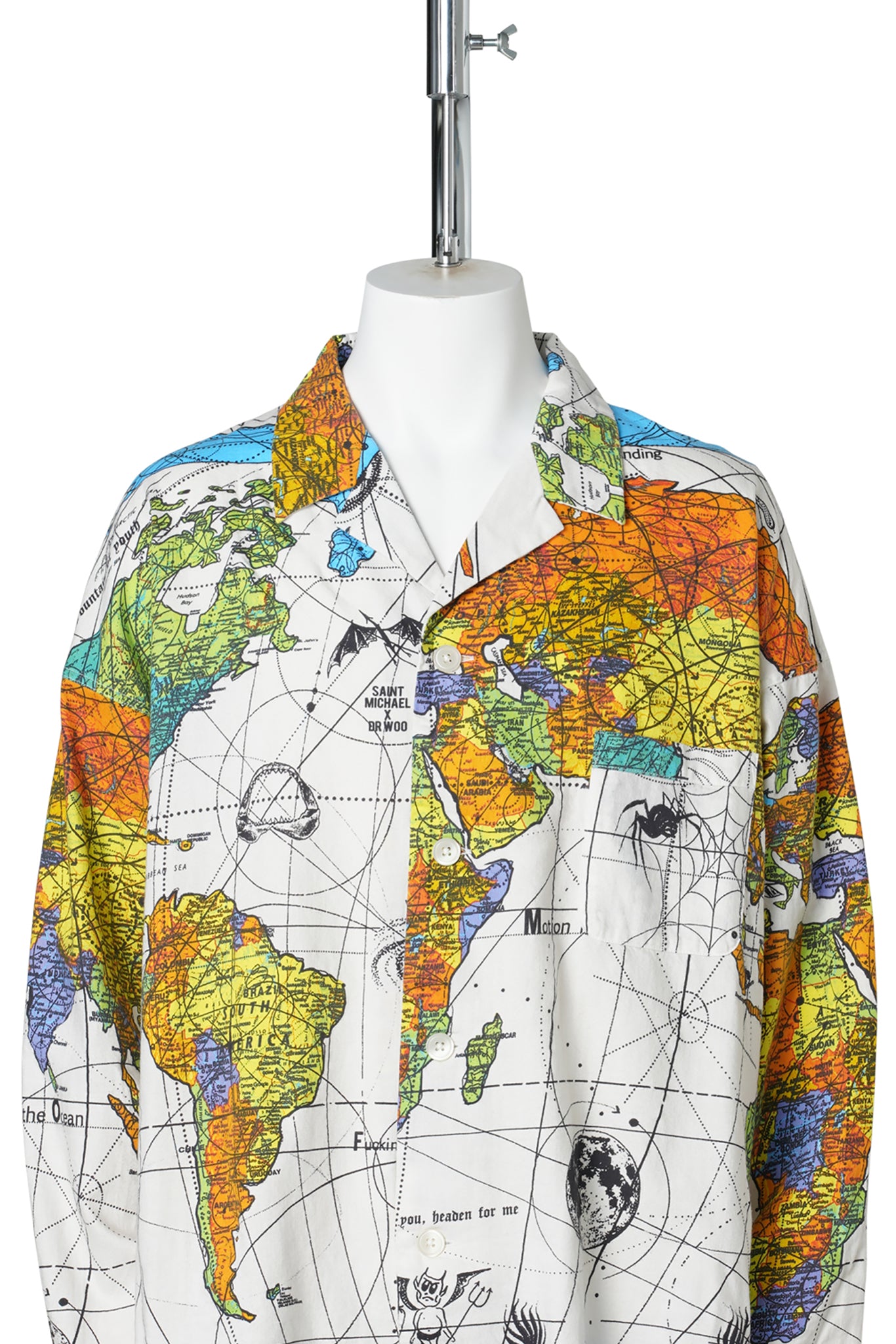 Dr.Woo DW_PAJAMA SHIRT/WORLD MAP / WHITE