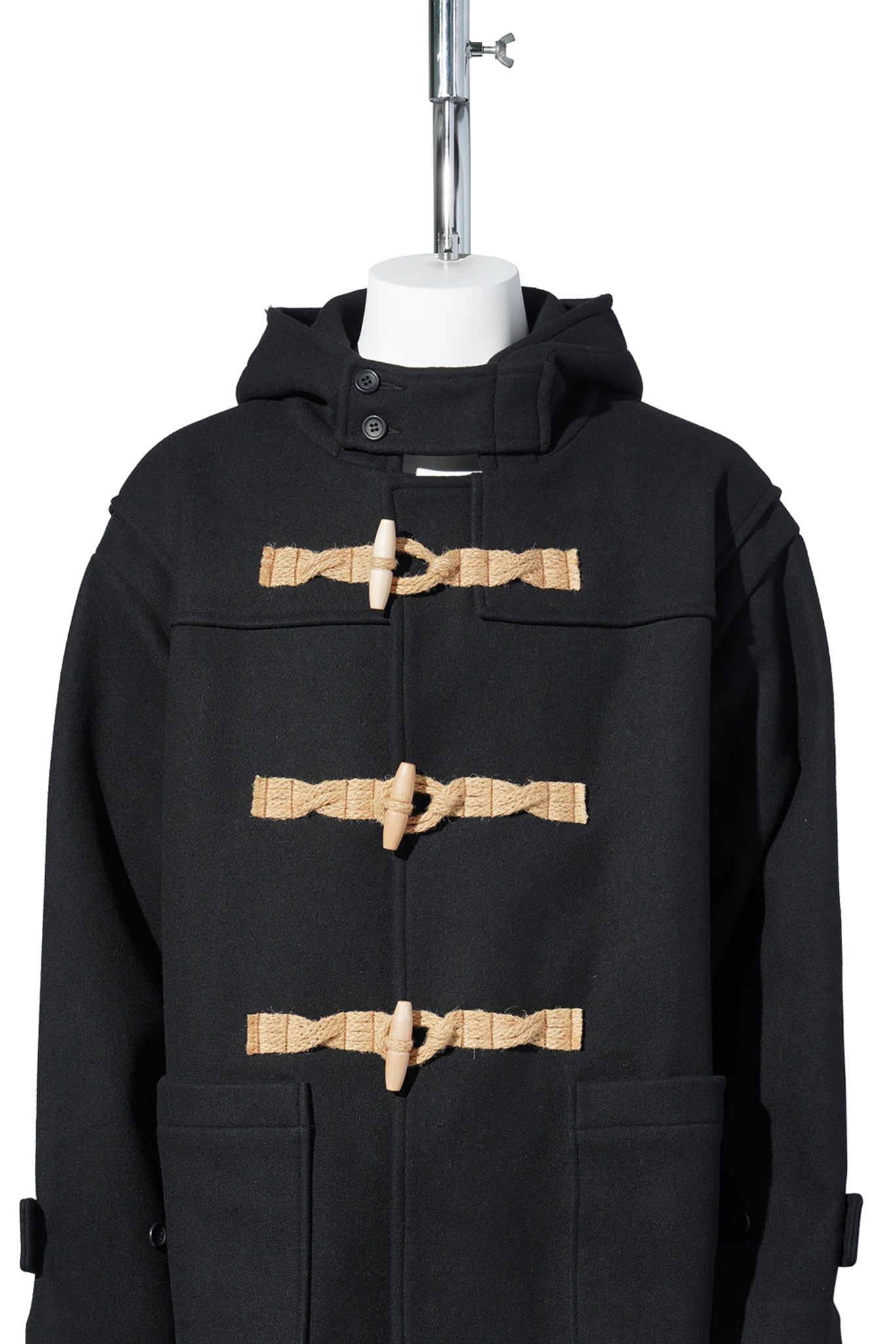 DUFFLE COAT/HOODED / BLACK