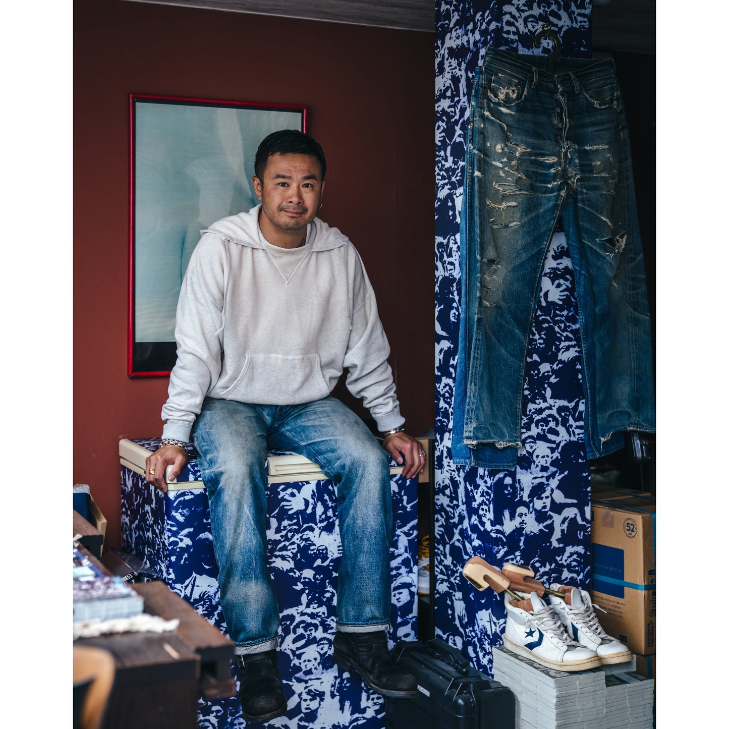 SAINT Mxxxxxx x BerBerJin HOODED HOODIE/V / GRAY