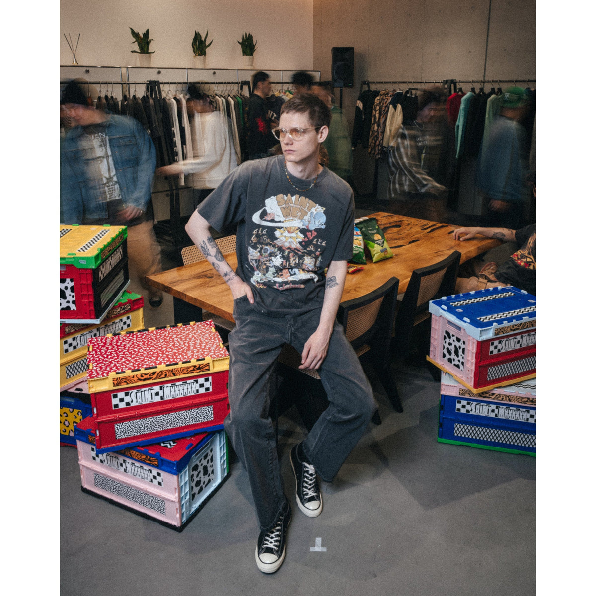 SS T-SHIRT/LIVING / BLACK