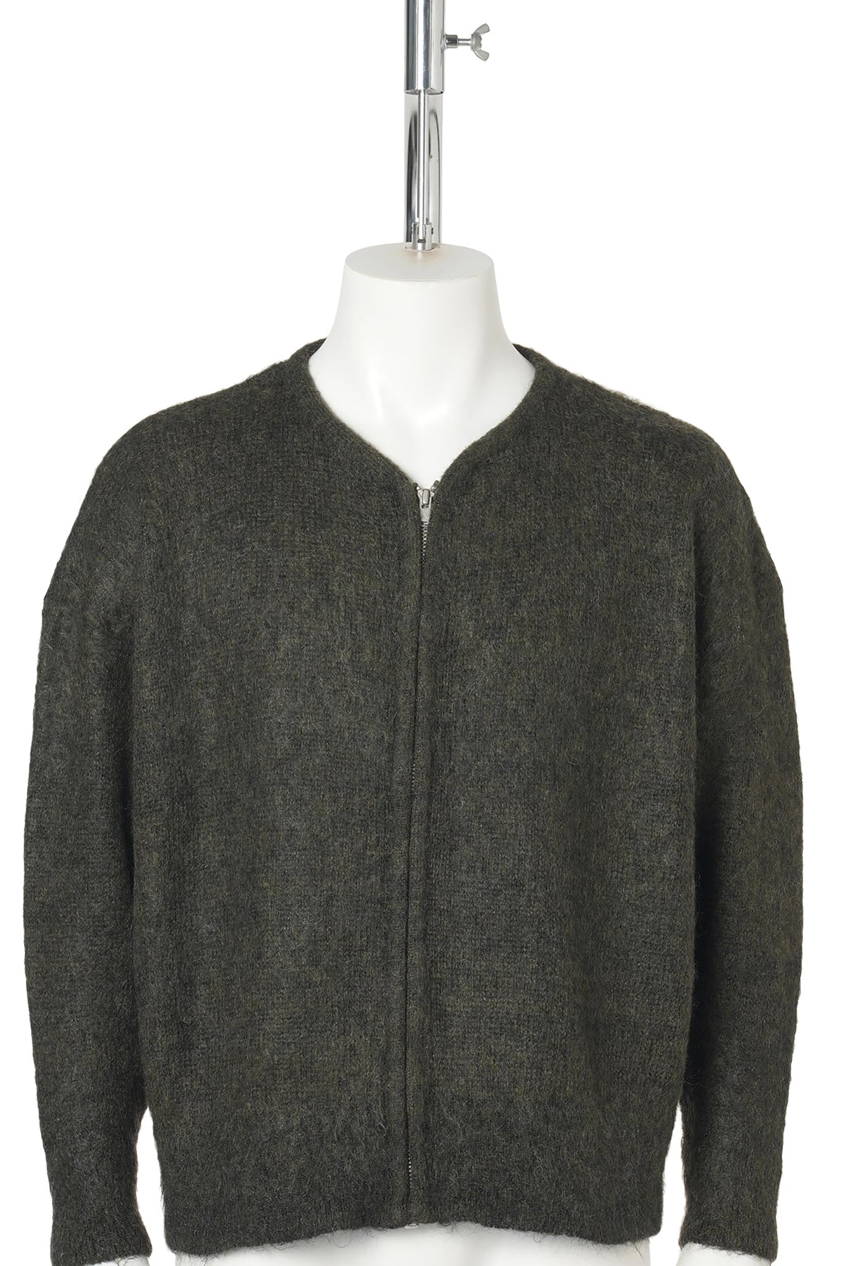 ZIP UP MOHAIR KNIT/ZIP / GRAY