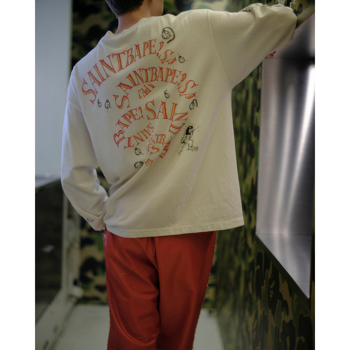 SAINT Mxxxxxx x BAPE® BAPE_LS T-SHIRT/RUNNING / WHITE