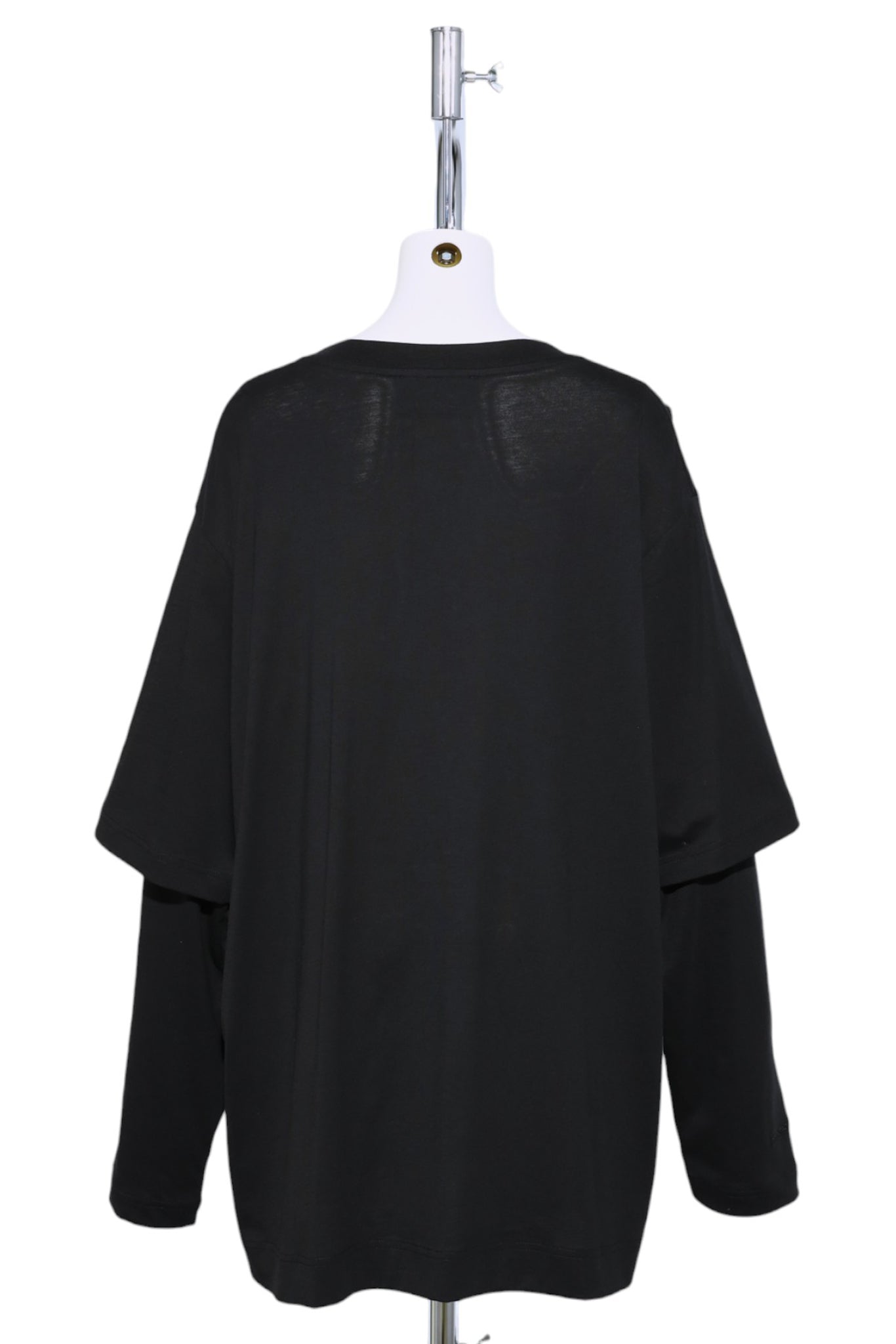 RUFFLE POCKET LONG SLEEVE LAYERED T-SHIRT / BLACK