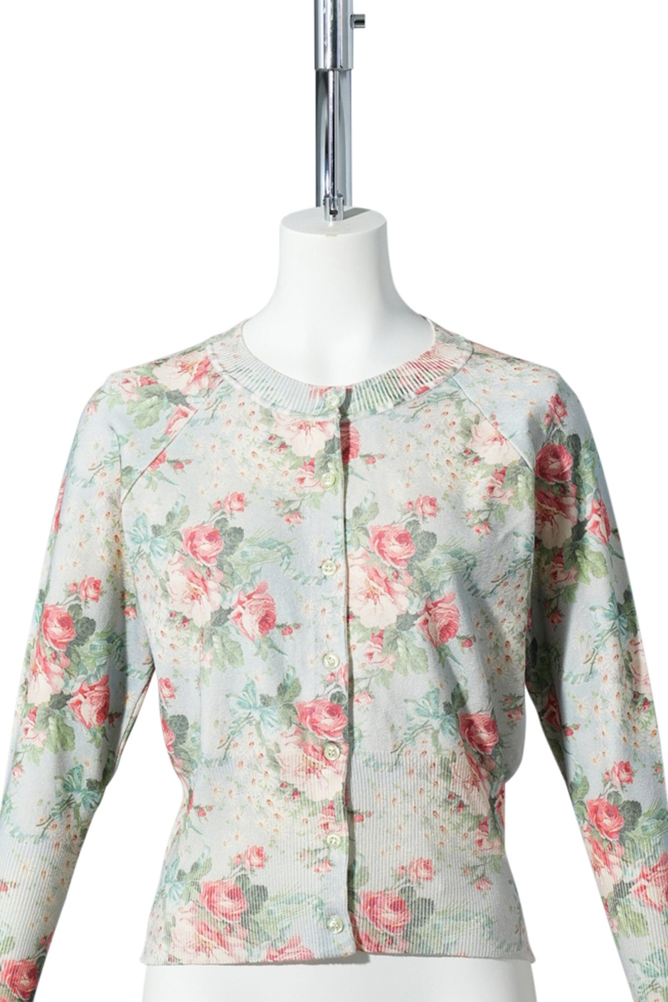 SHRUNKEN FLORAL KNIT CARDIGAN / 999:BABY BOUQUET