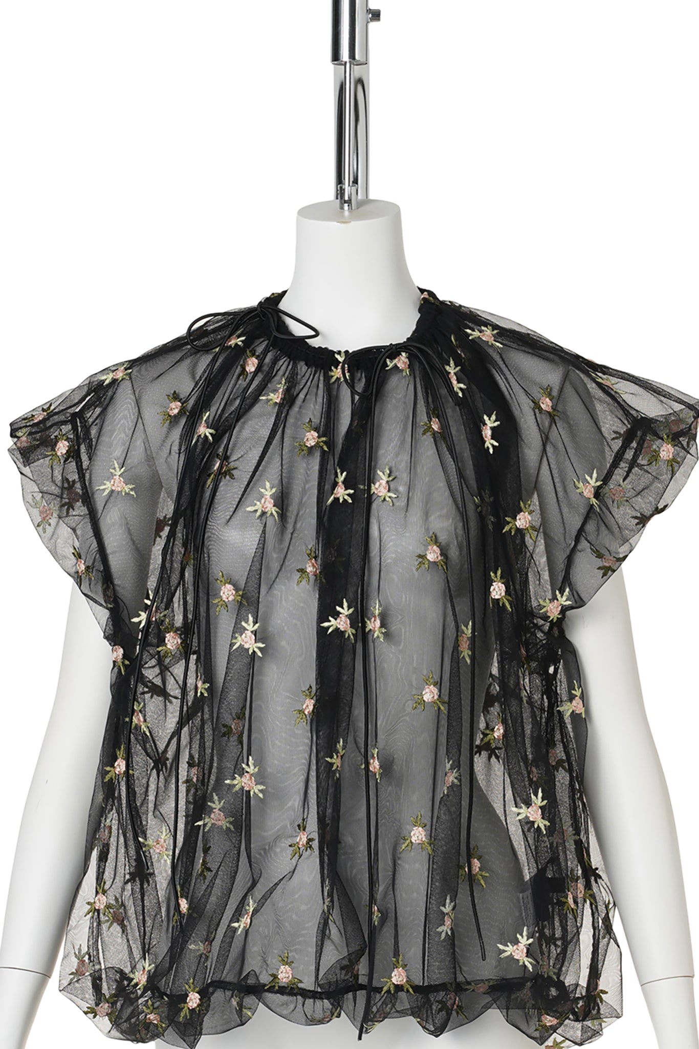 GATHERED CORD TOP / BLACK