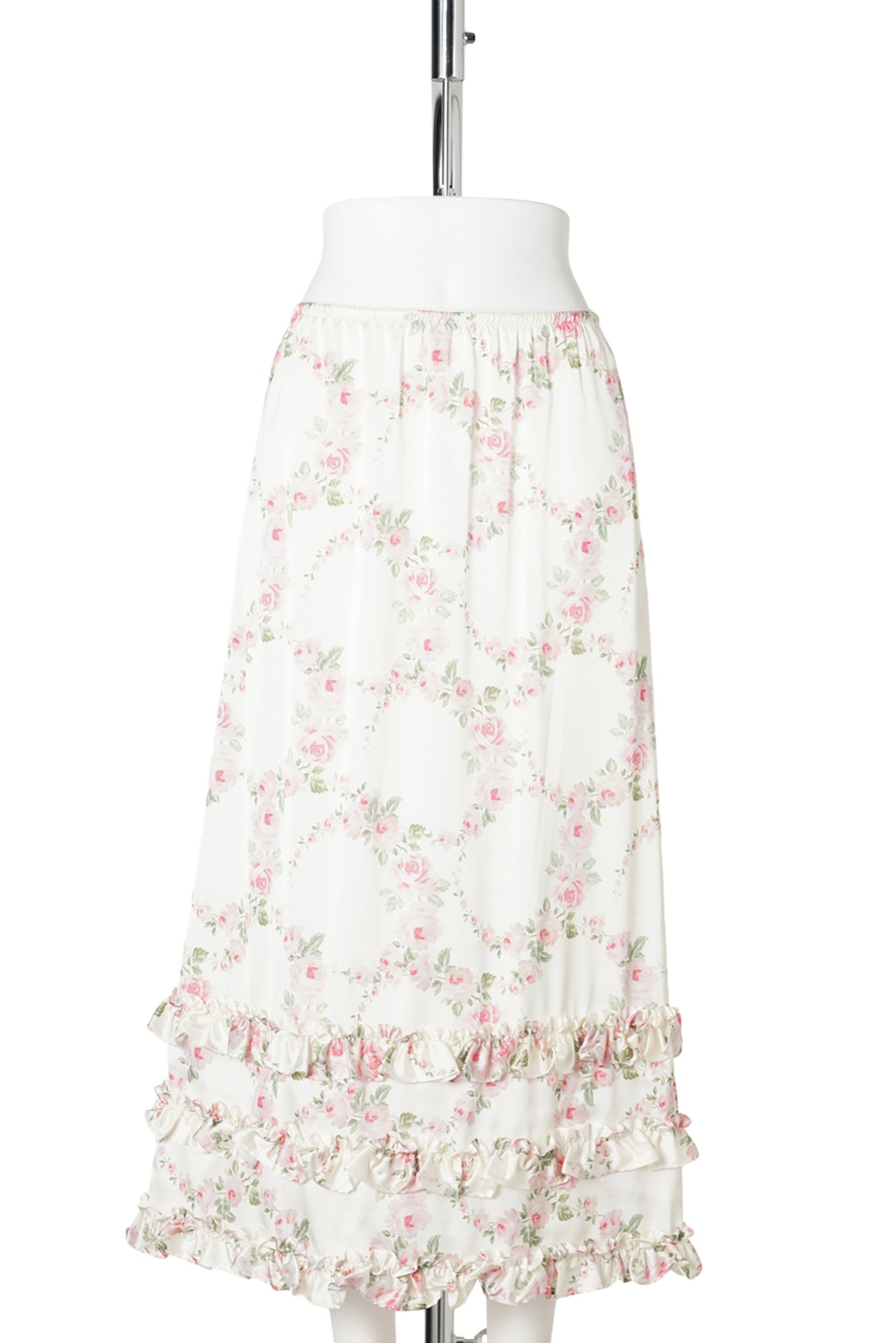 RUFFLE FRILL HEM EASY SKIRT / CREAM