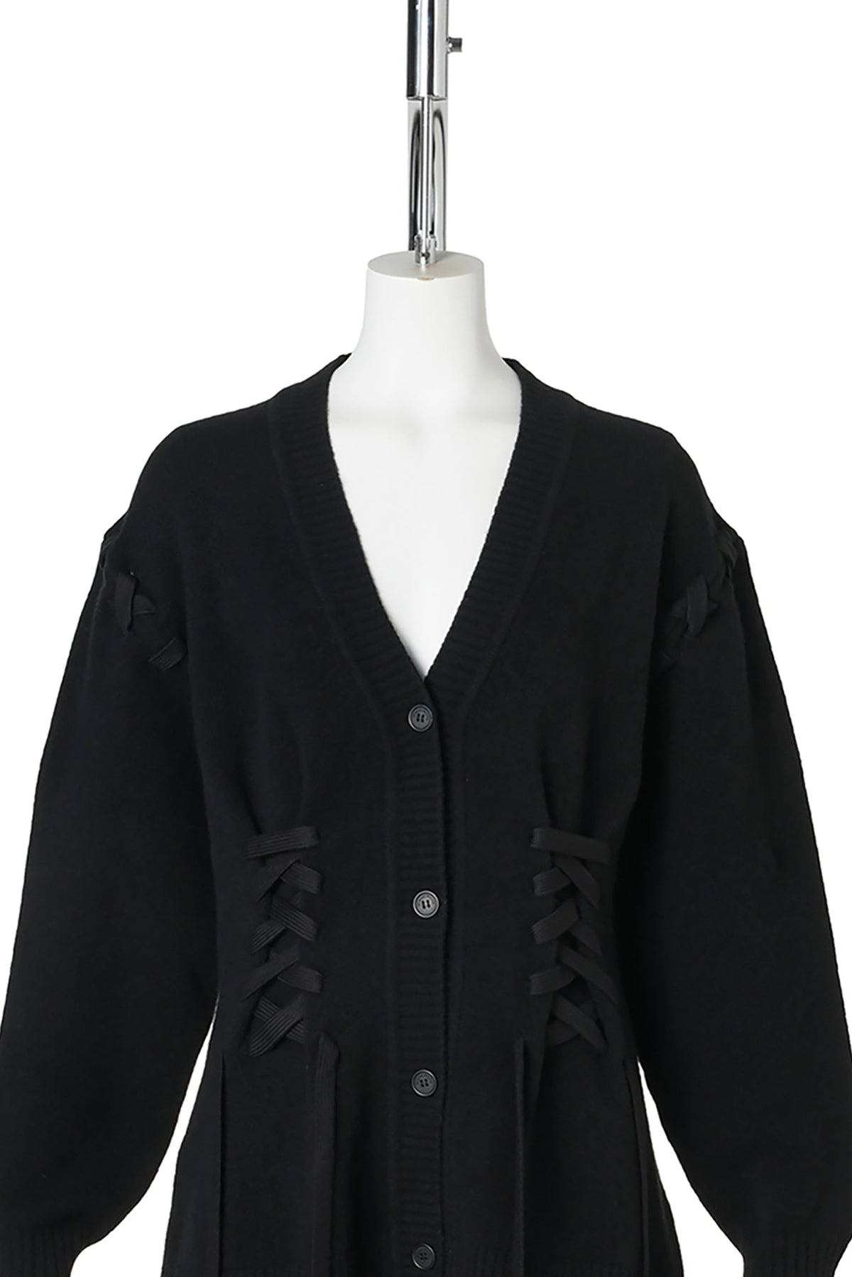 MERINO SCULPTED CORSET CARDIGAN / 150:BLACK/BLACK