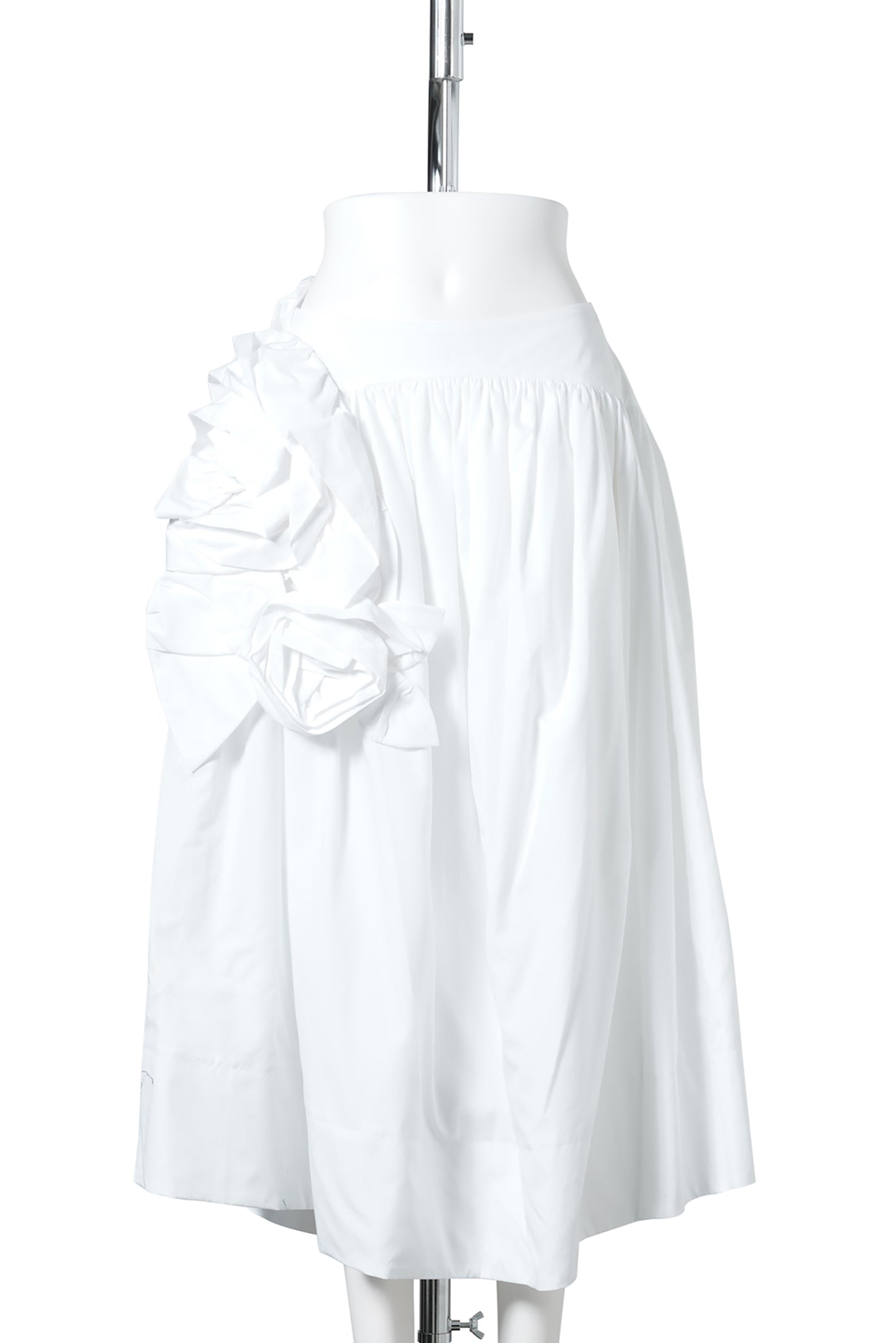 PRESSED ROSETTE BASQUE SKIRT / 100:COTTON POPLIN/WHITE