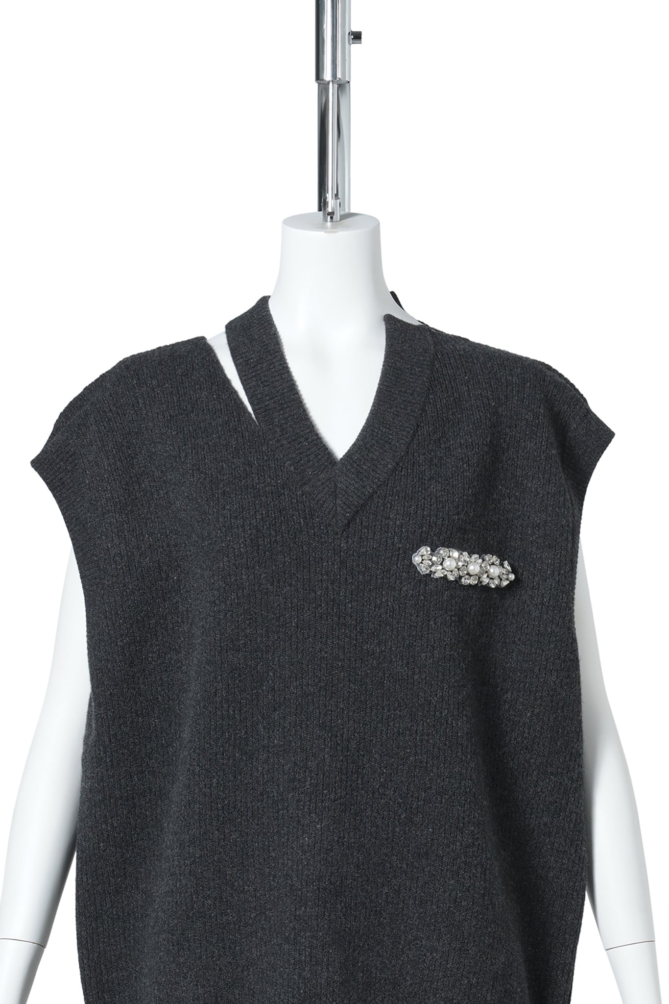 MERINO SEAN BITE VEST W/EMB / 140:CHARCOAL/PEARL/CLEAR
