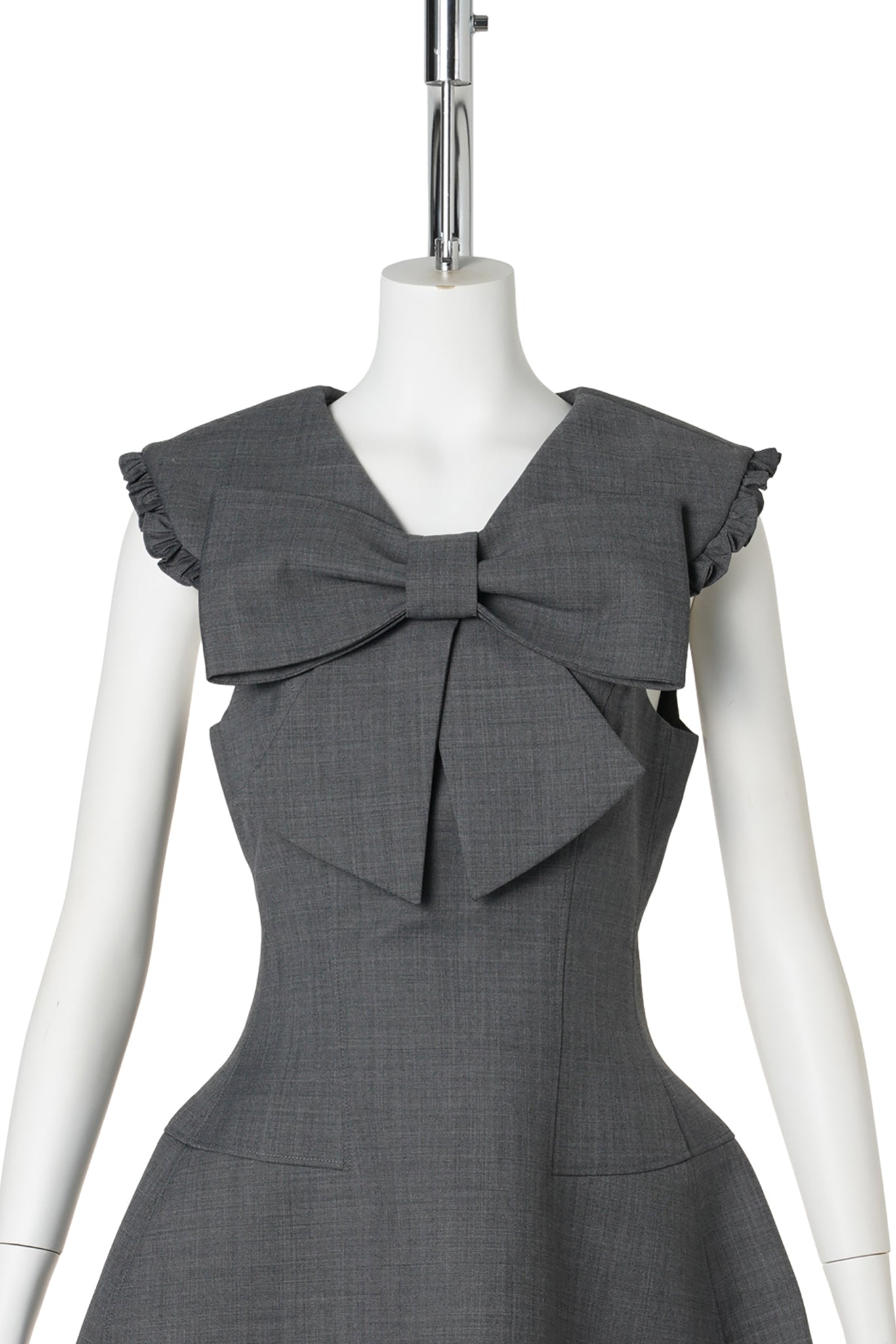 BIG BOW SHORT DRESS / GREY