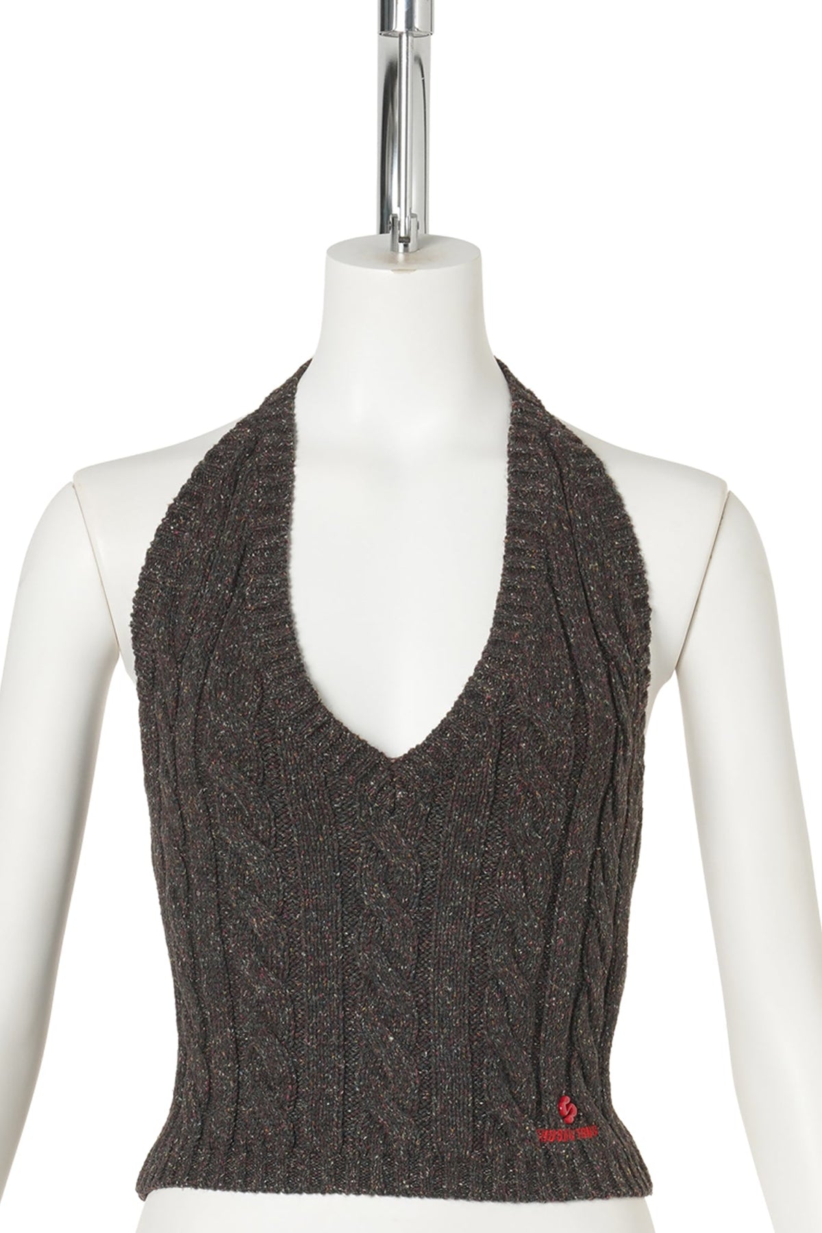 HALTER NECK KNIT TOP / BROWN