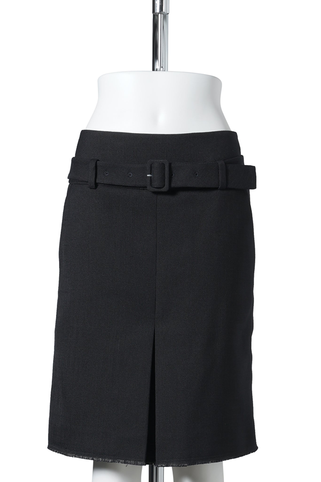 BELTED PLEATED STRAIGHT SKIRT / NAVY BLUE