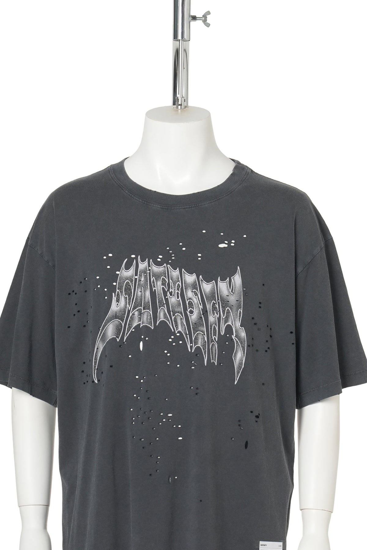 MOTHTECH T-SHIRT / AGED BLACK AIRBRUSH GLITTER LOGO