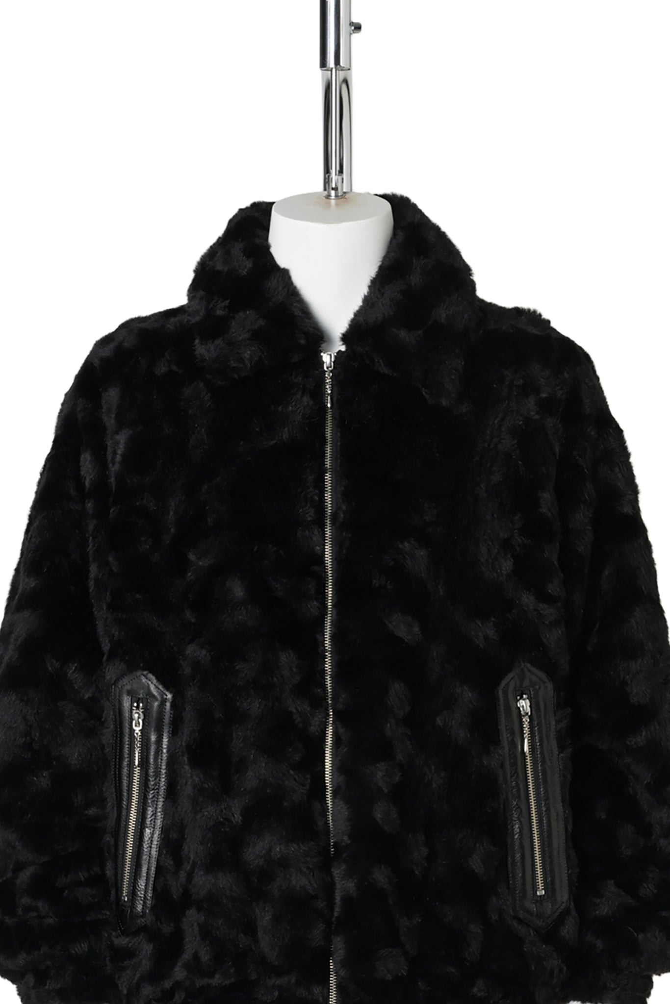 FUR DOUBLE ZIP JACKET / BLACK