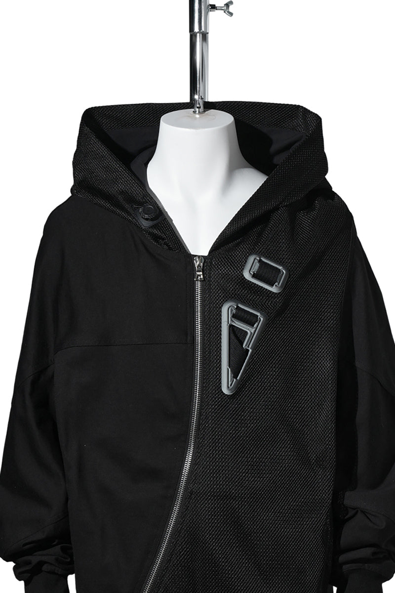 3D PRINTED ASTRONAUT ZIP UP HOODIE / ROCK BLACK&WHITE 3D PRINTED