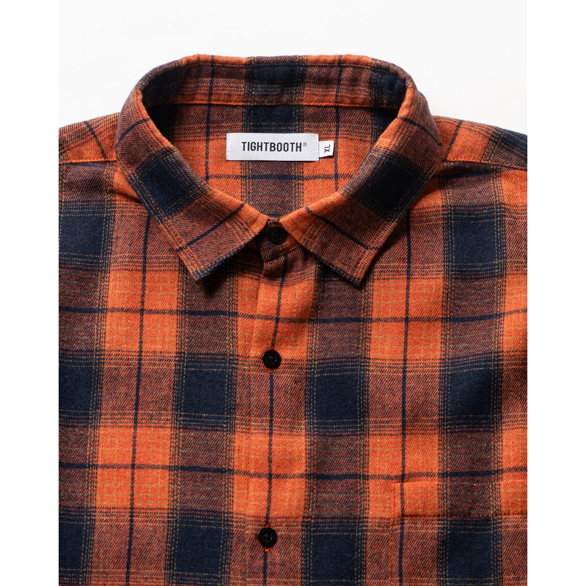 PLAID FLANNEL L/S SHIRT / NAVY x ORANGE