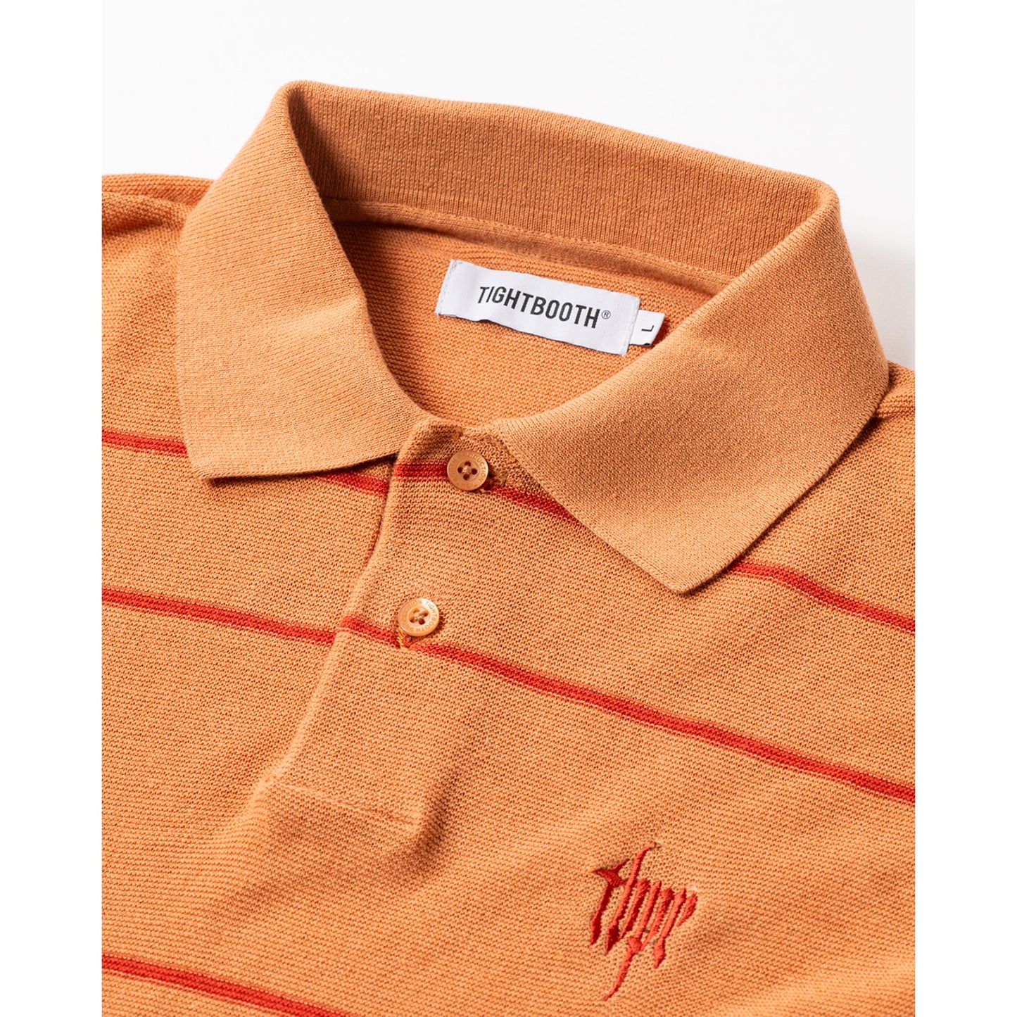 BORDER KNIT POLO / BRICK