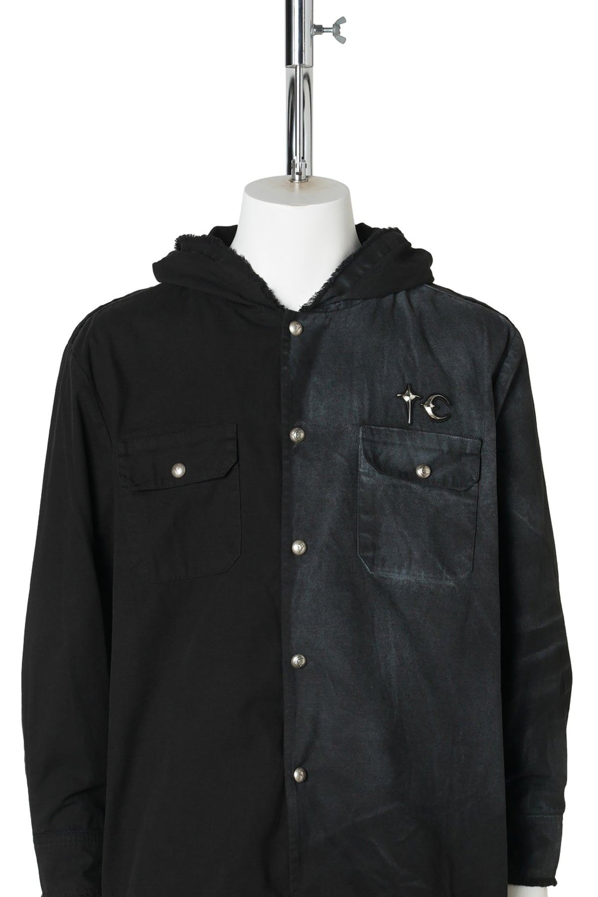 TAINTED CREED SCARF HOODED SHIRT / BLACK