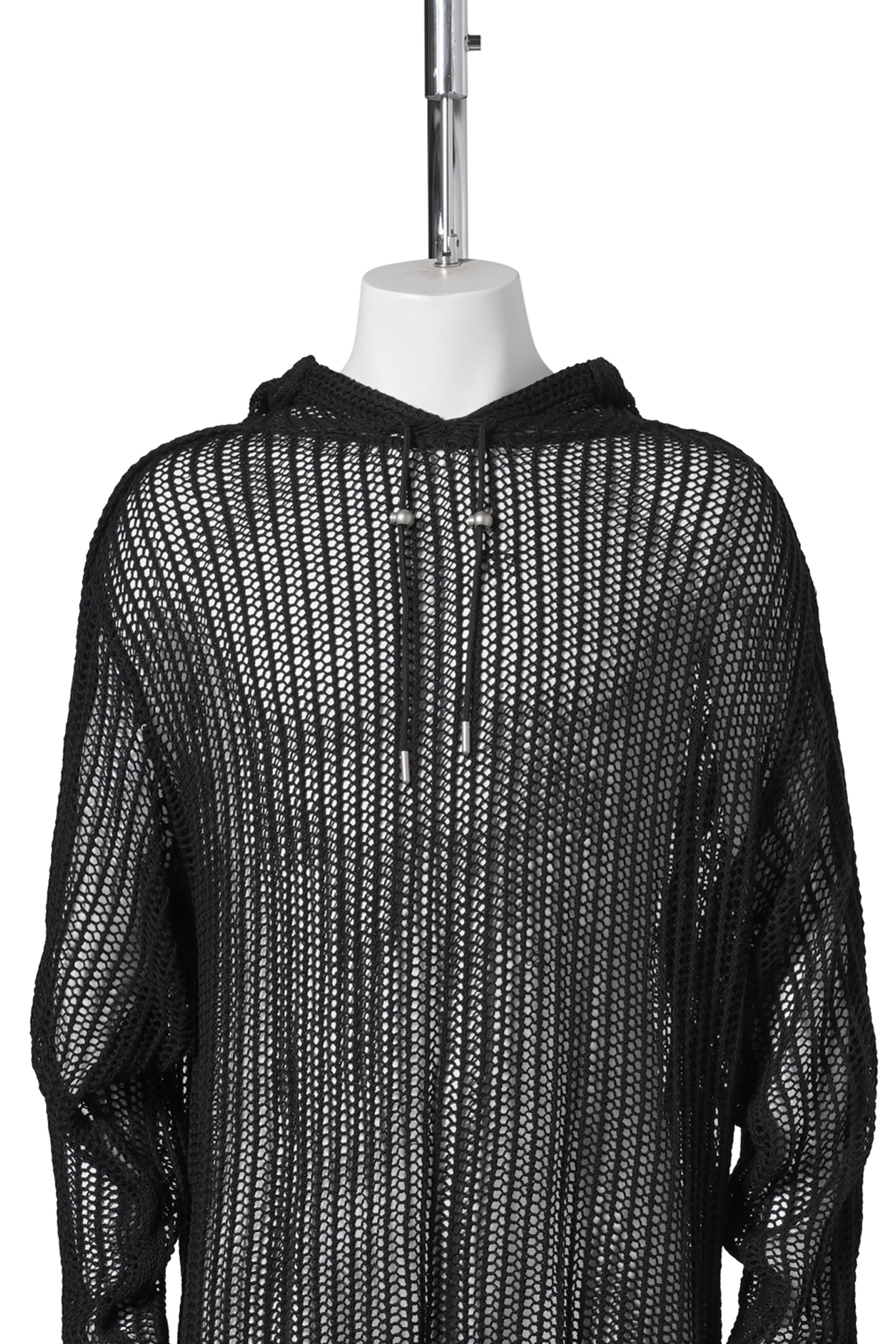 TC LINE MESH KNIT HOODIE / BLACK