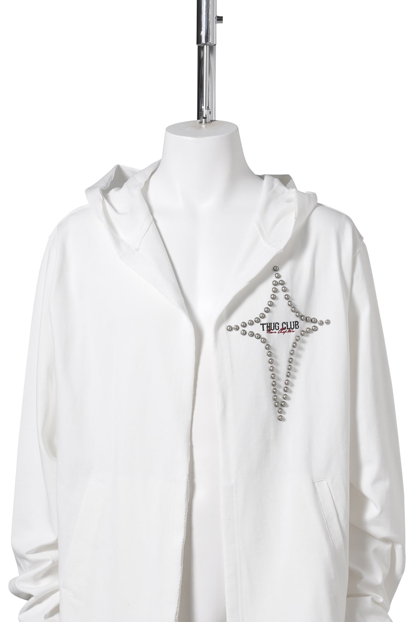 T-STUDDED CUTOUT HOODIE / WHITE
