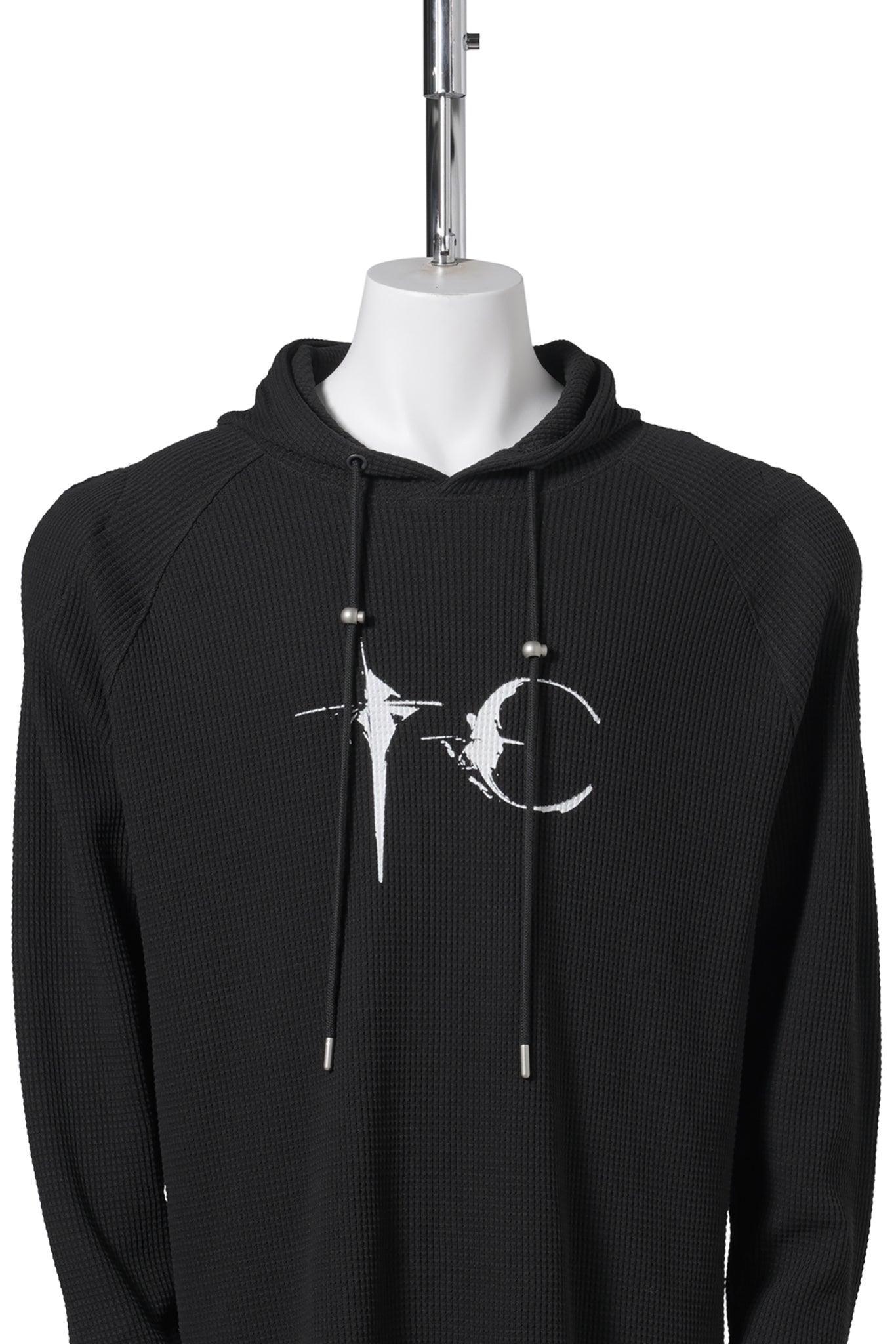 BULK SHOULDER WAFFLE HOODIE / BLACK