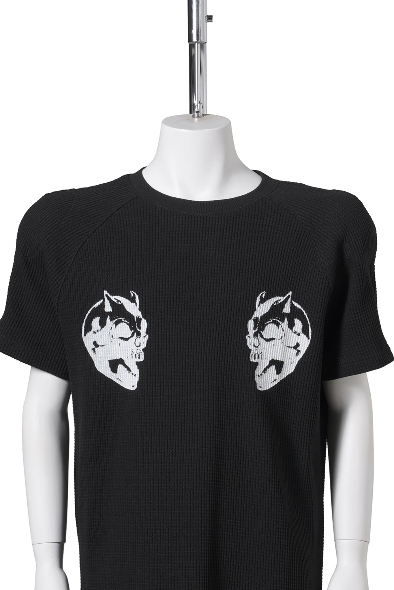BULK SHOULDER WAFFLE T-SHIRT / BLACK
