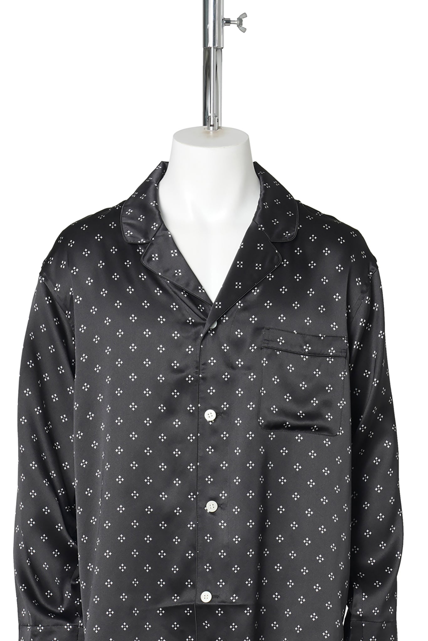 SILK PAJAMAS LONG-SLEEVE / CROSS PATTERN