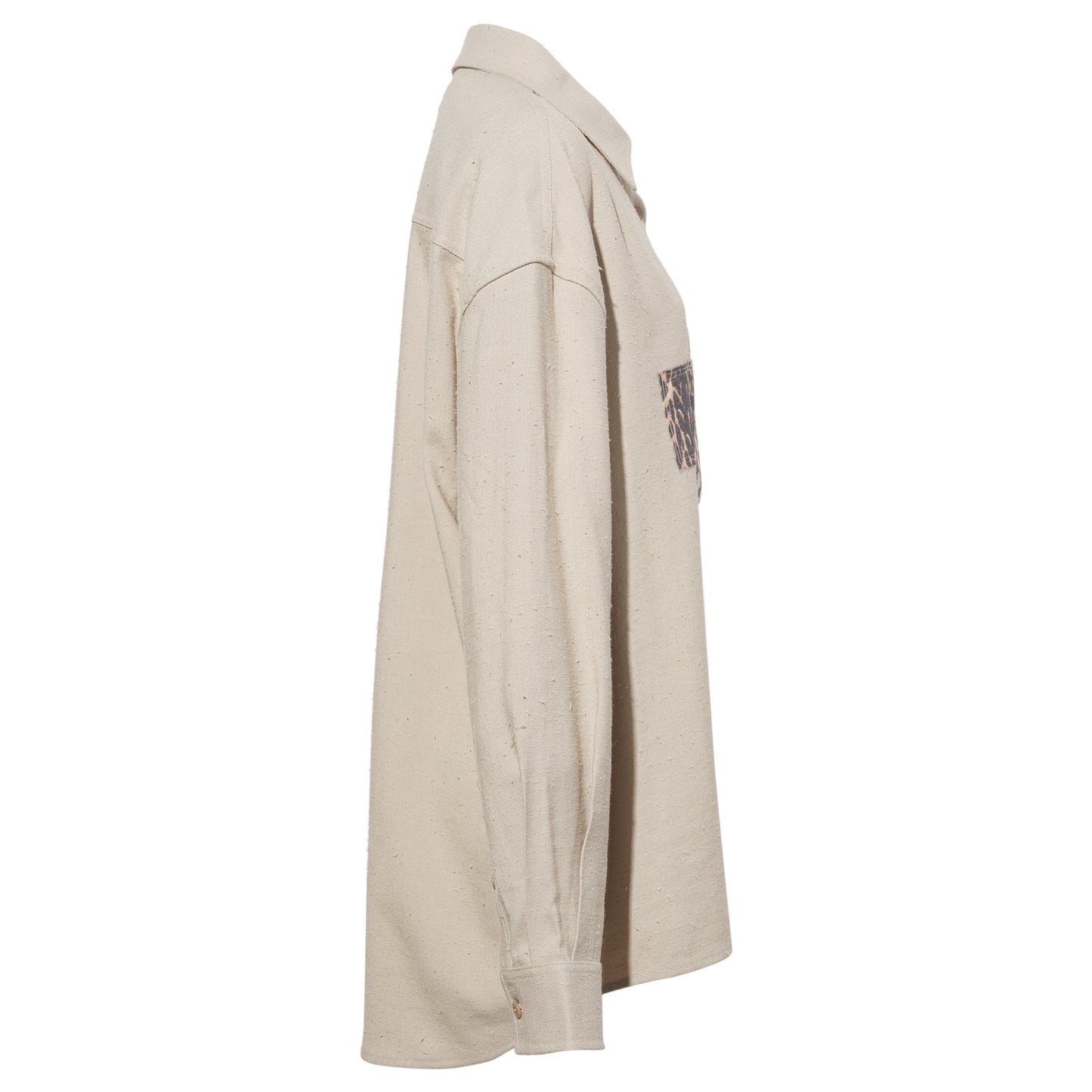 LIGHT KHAKI LEOPARD DECORATIVE LOOSE SHIRT / LIGHT KHAKI