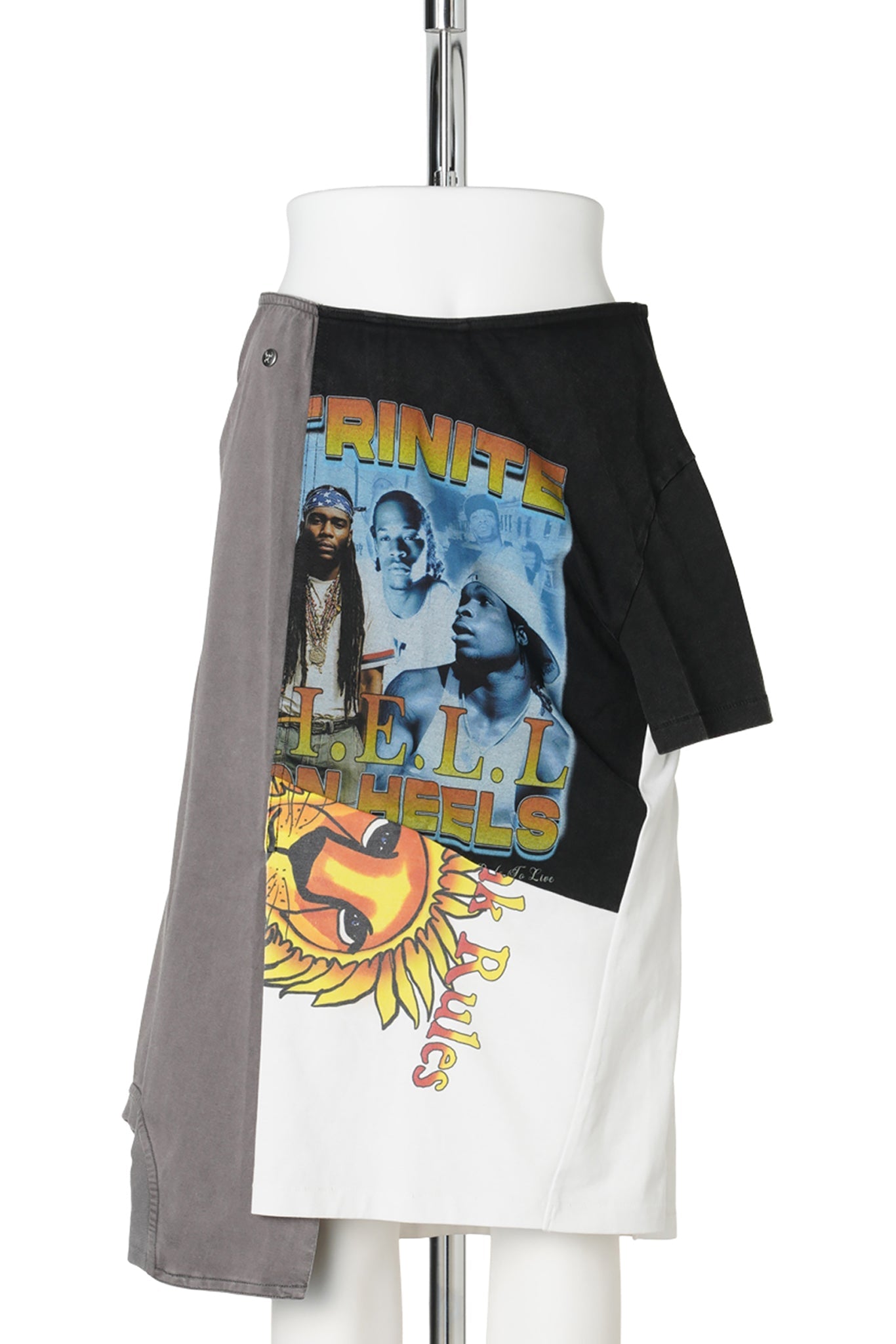 VINTAGE PATTERN T-SHIRT PANELED SKIRT / PRINTED PATTERN