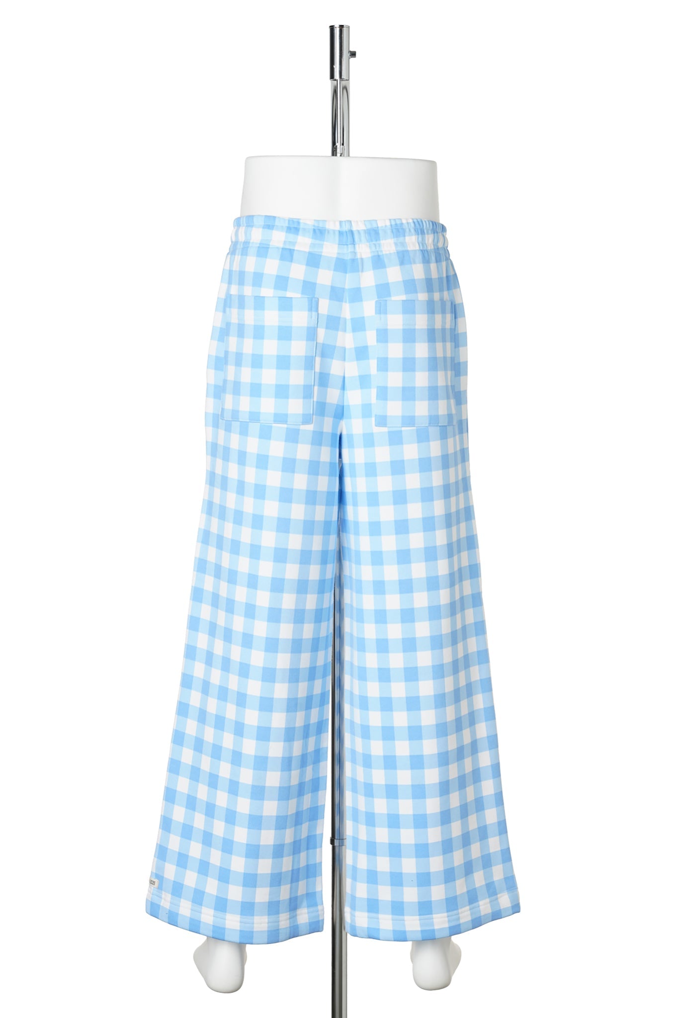GINGHAM PRINT BAGGY SWEATPANTS / SAXE BLUE GINGHAM