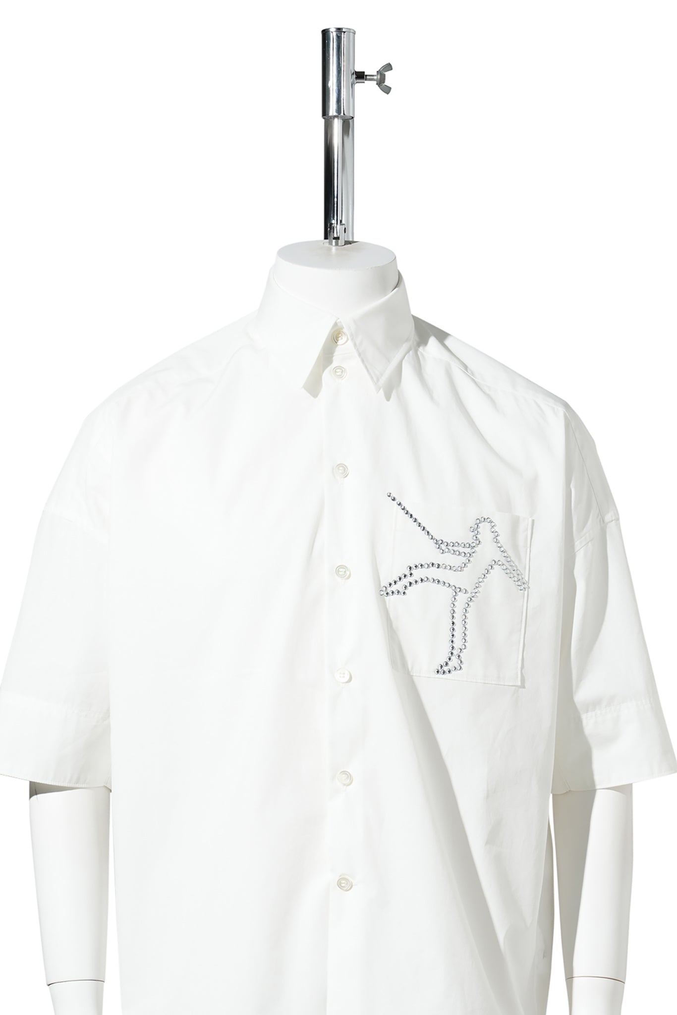 GOTS ORGANIC COTTON BEAUTY HALF-SLEEVE SHIRT / WHITE