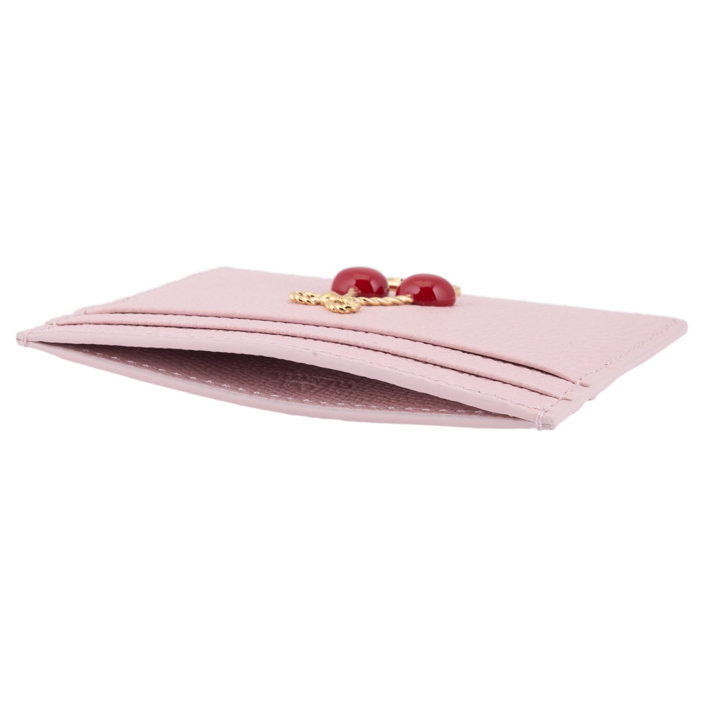 CARD HOLDER | CHERRYFIC | VIT.SOFT GRAIN/A.BRASS LOGO-L.GOLD CHERR / 16Q:ROSE QUARTZ